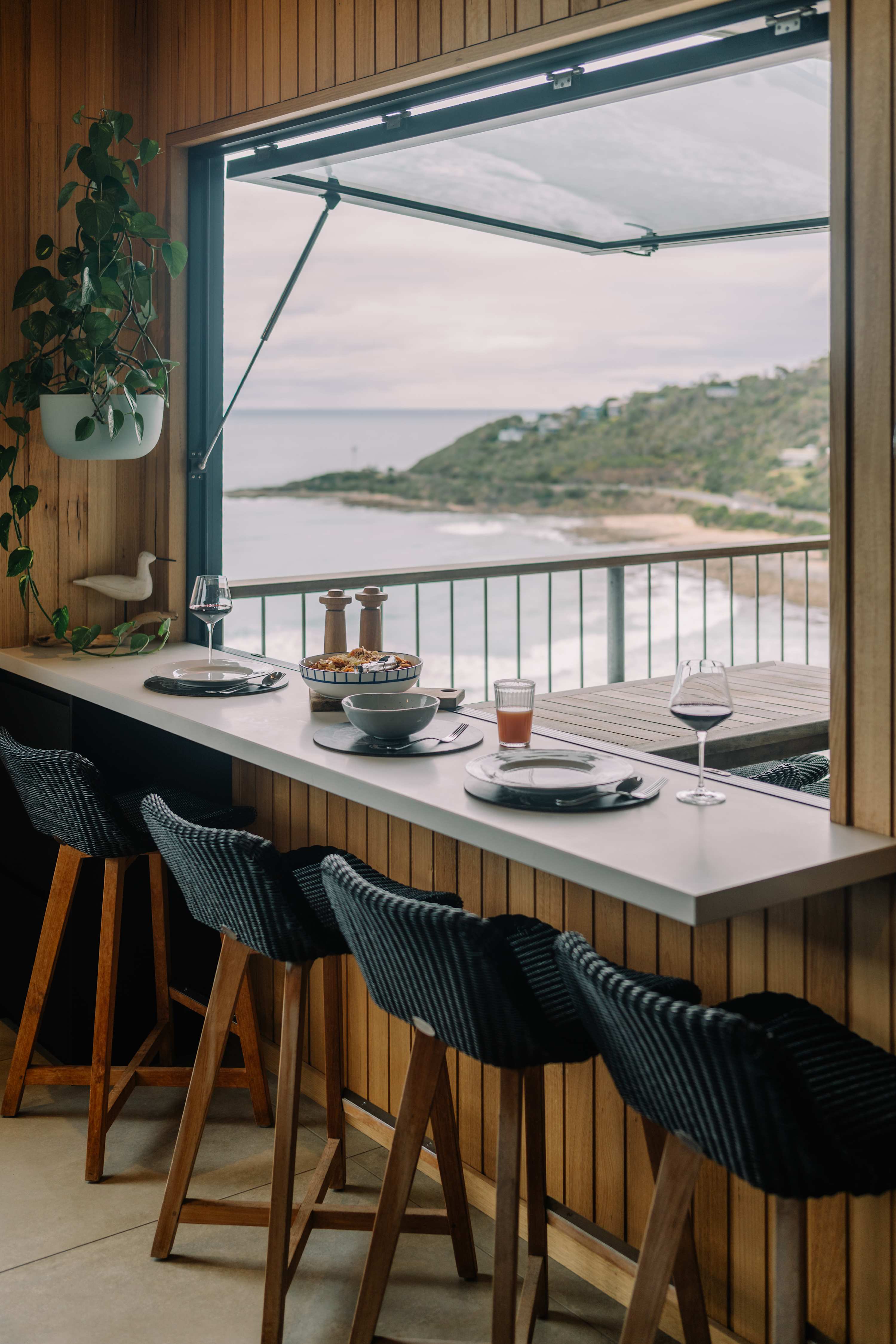 High table by the awning window
