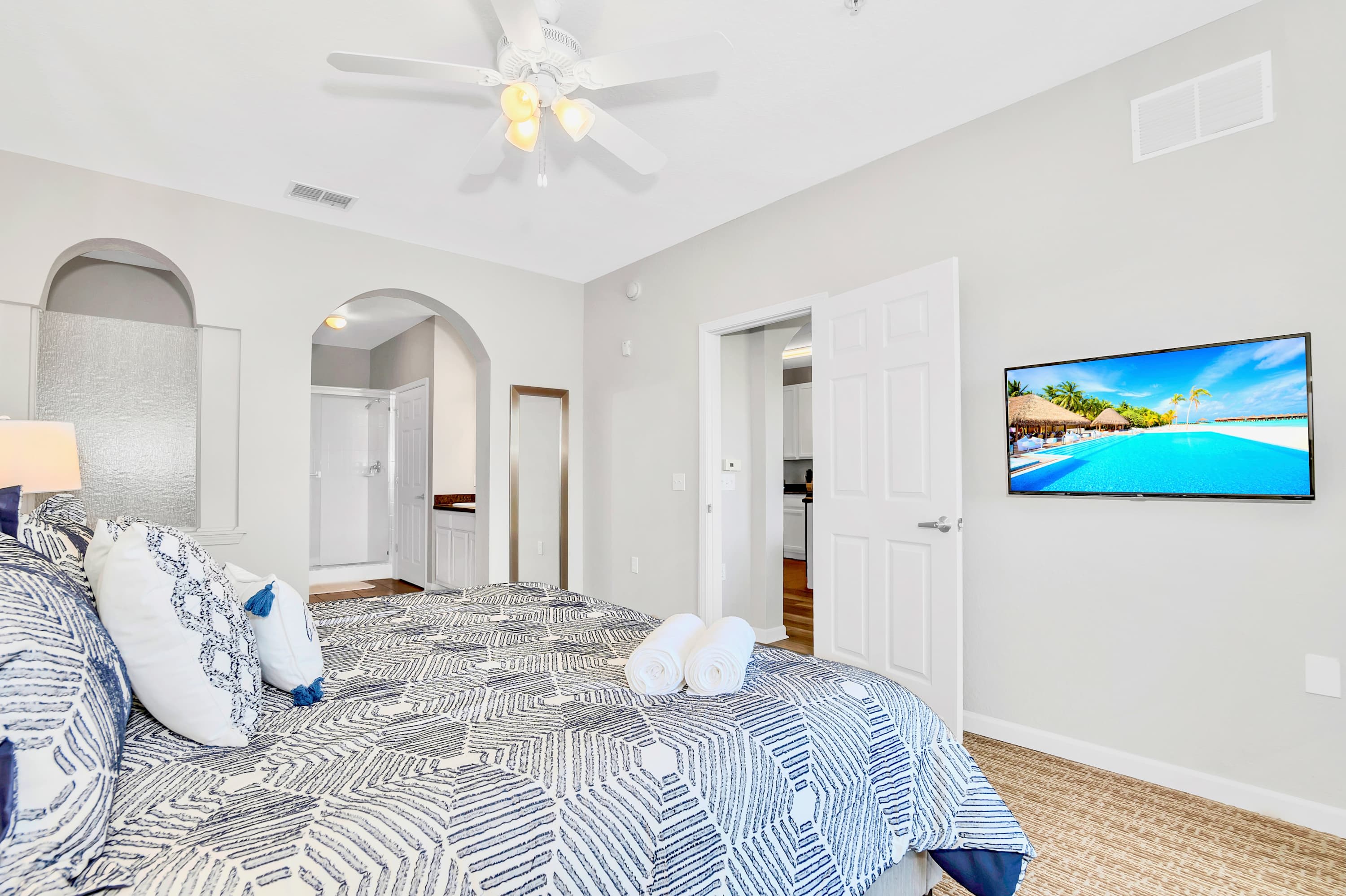 King bedroom with smart TV