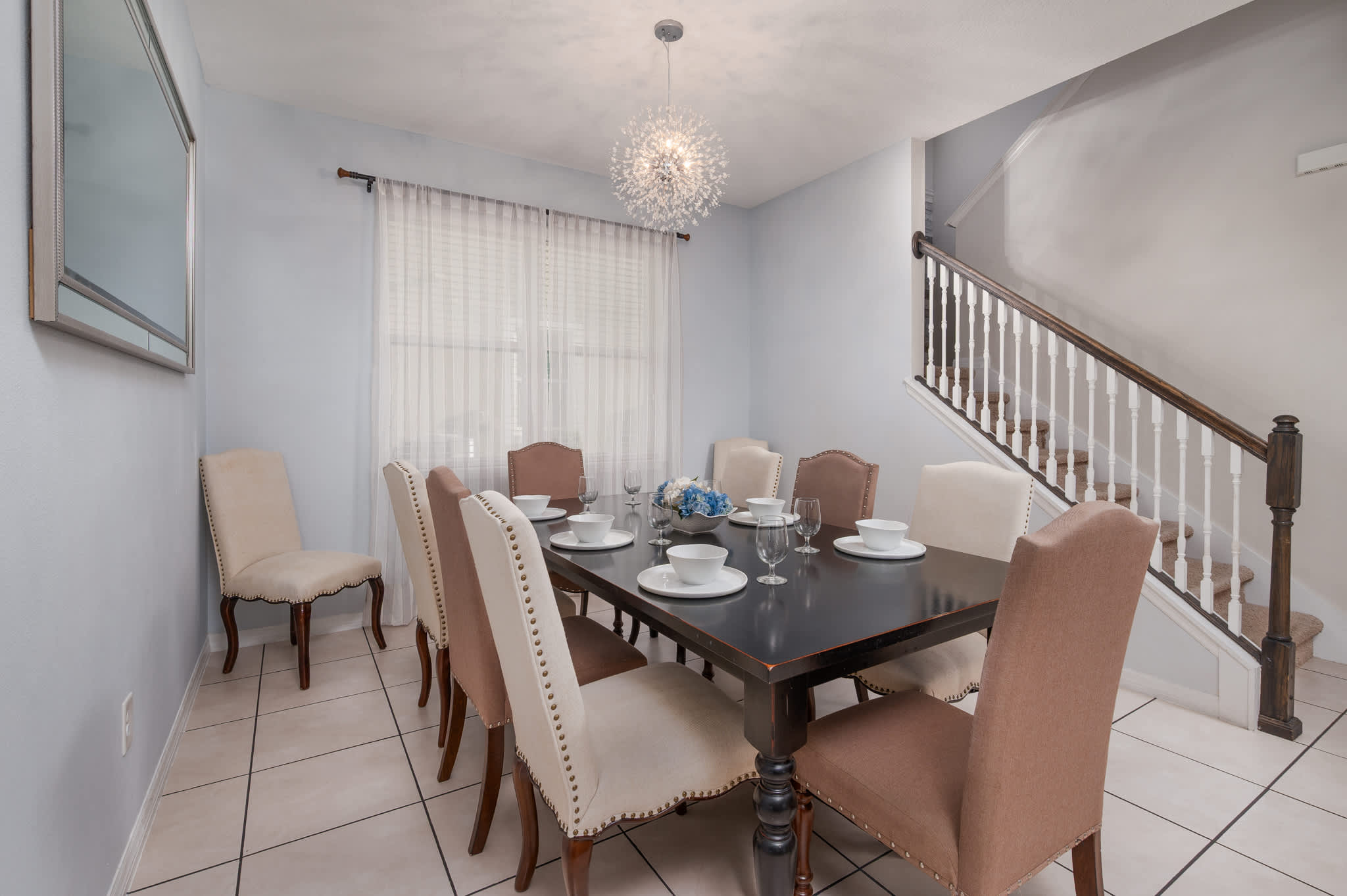 Gather around the stylish dining table in our inviting dining space.
