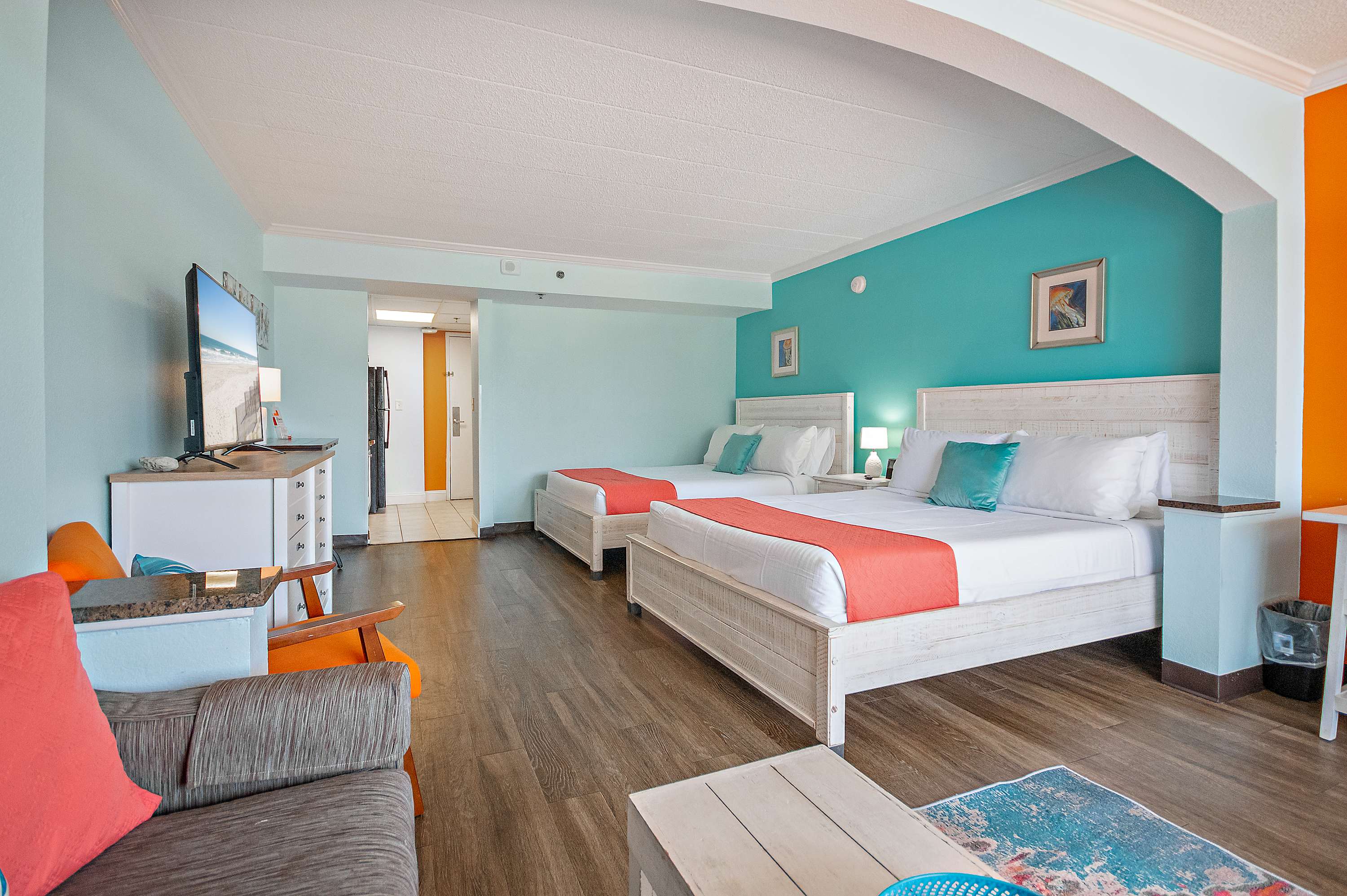 Soft lighting and comfortable bedding ensure sweet dreams.