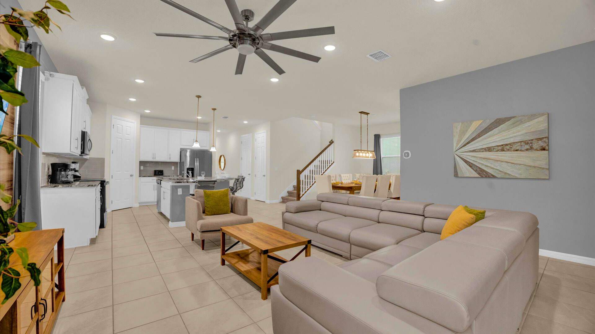 Spacious living room with modern furnishings