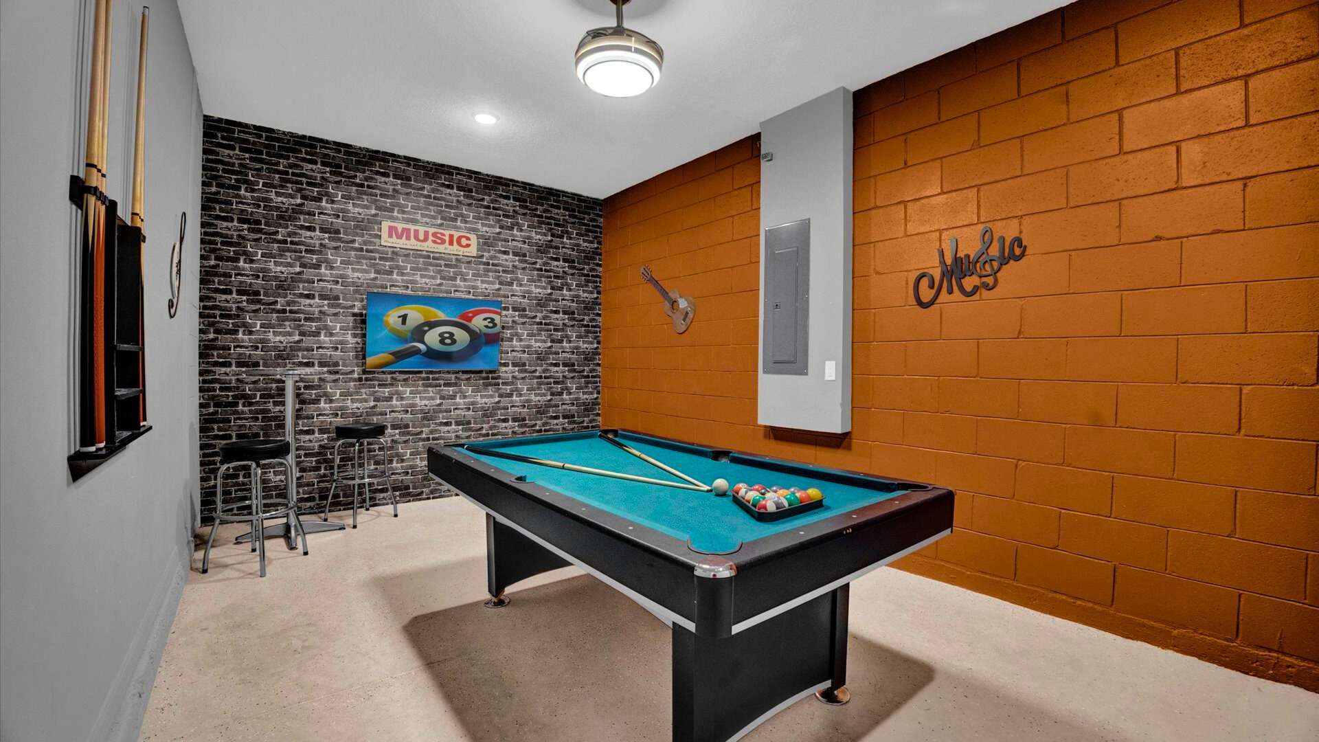Games room with billiards table