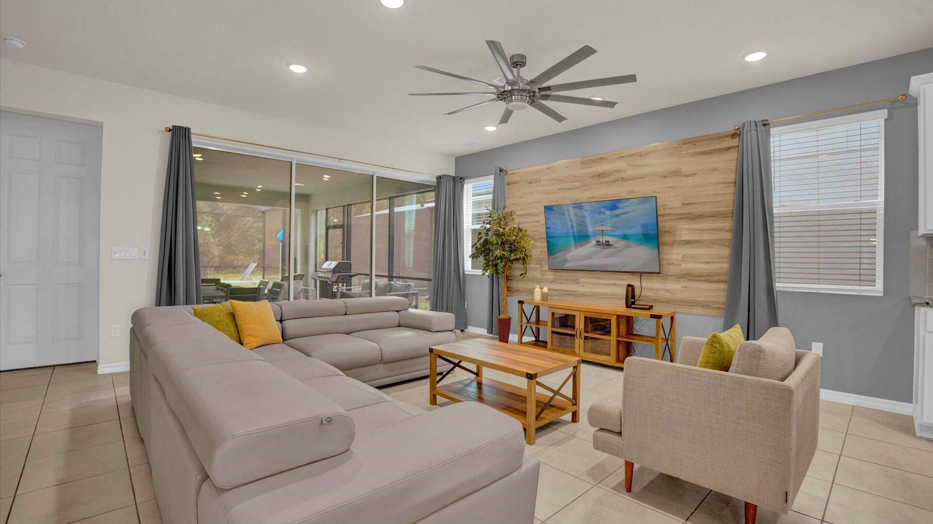 Living room with smart TV and high speed internet