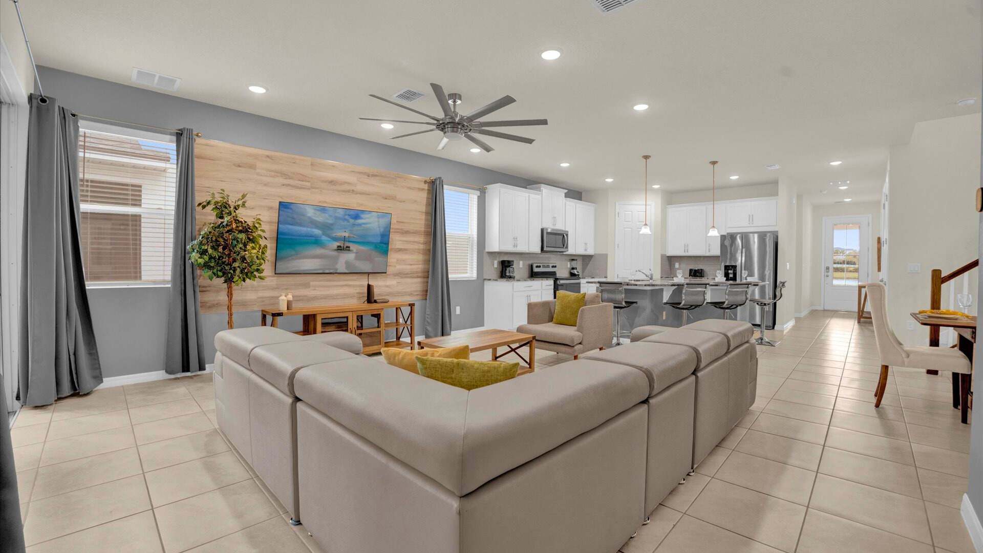 Living room with smart TV and high speed internet