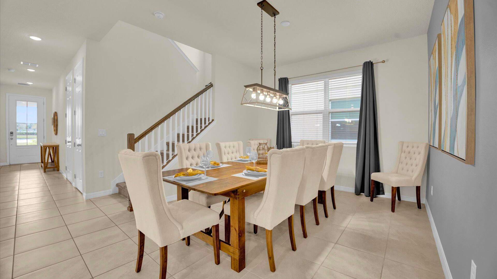 Modern dining area with seating for 8 guests