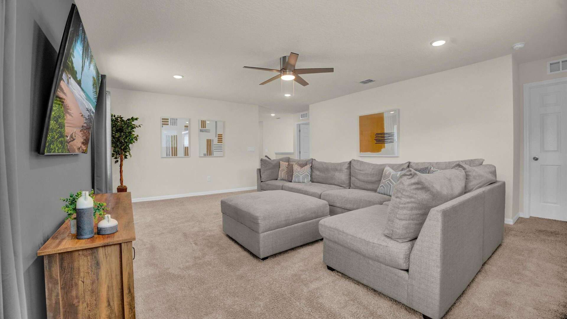 Group-layout upstairs TV lounge 