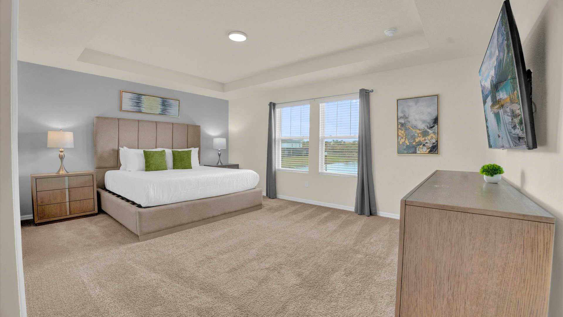 Spacious king bedroom suite with smart TV and en-suite