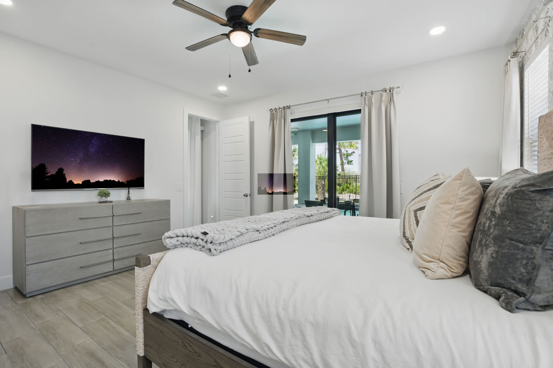 You can wake up with views to the pool and the golf course directly behind our home