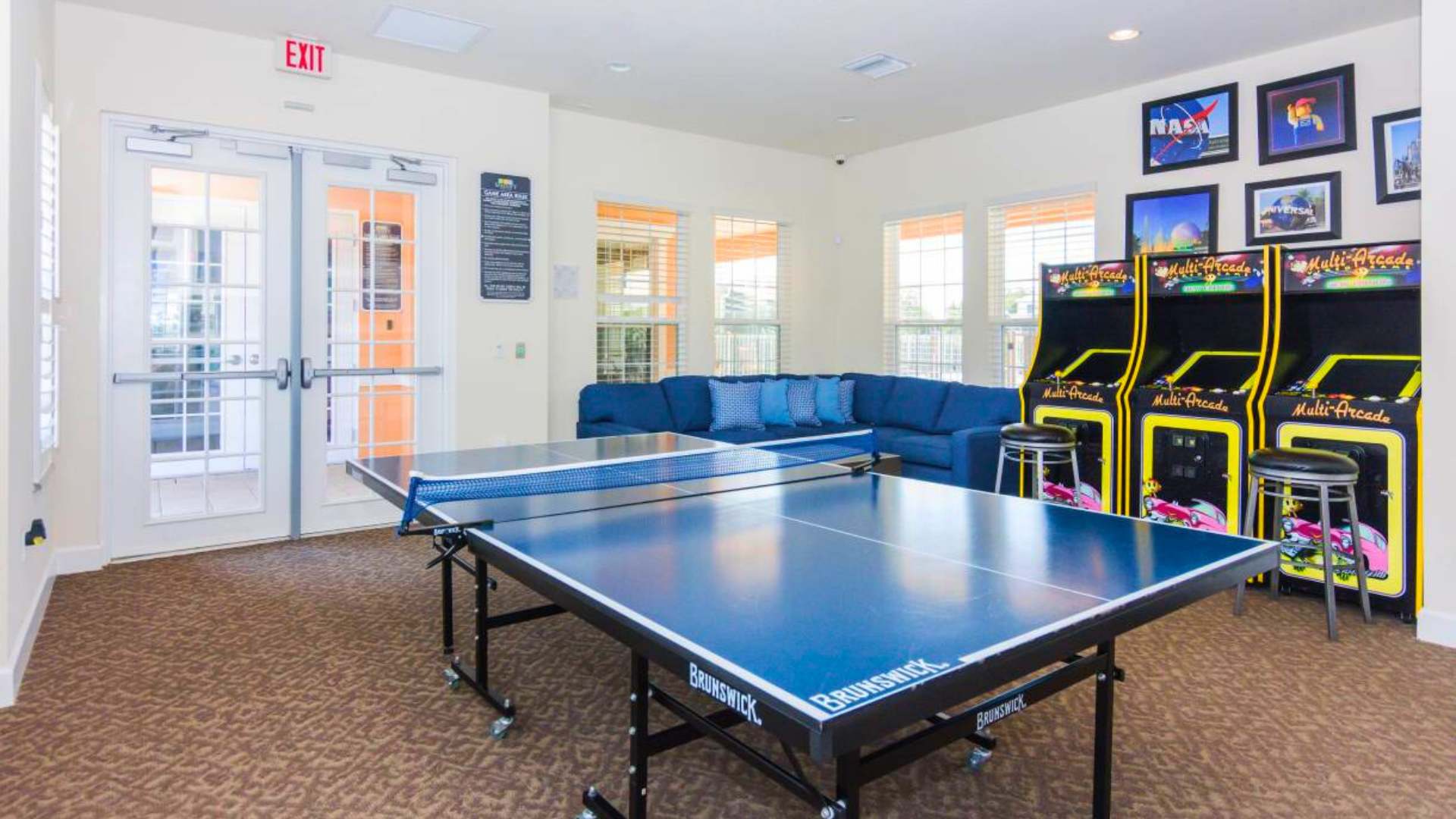 Clubhouse Games Room with Table Tennis and Arcade Games