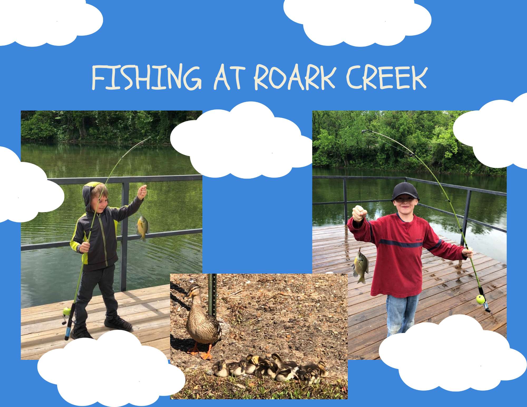 A few of our little guests enjoying a day fishing at the dock!! This is what vacation is all about!