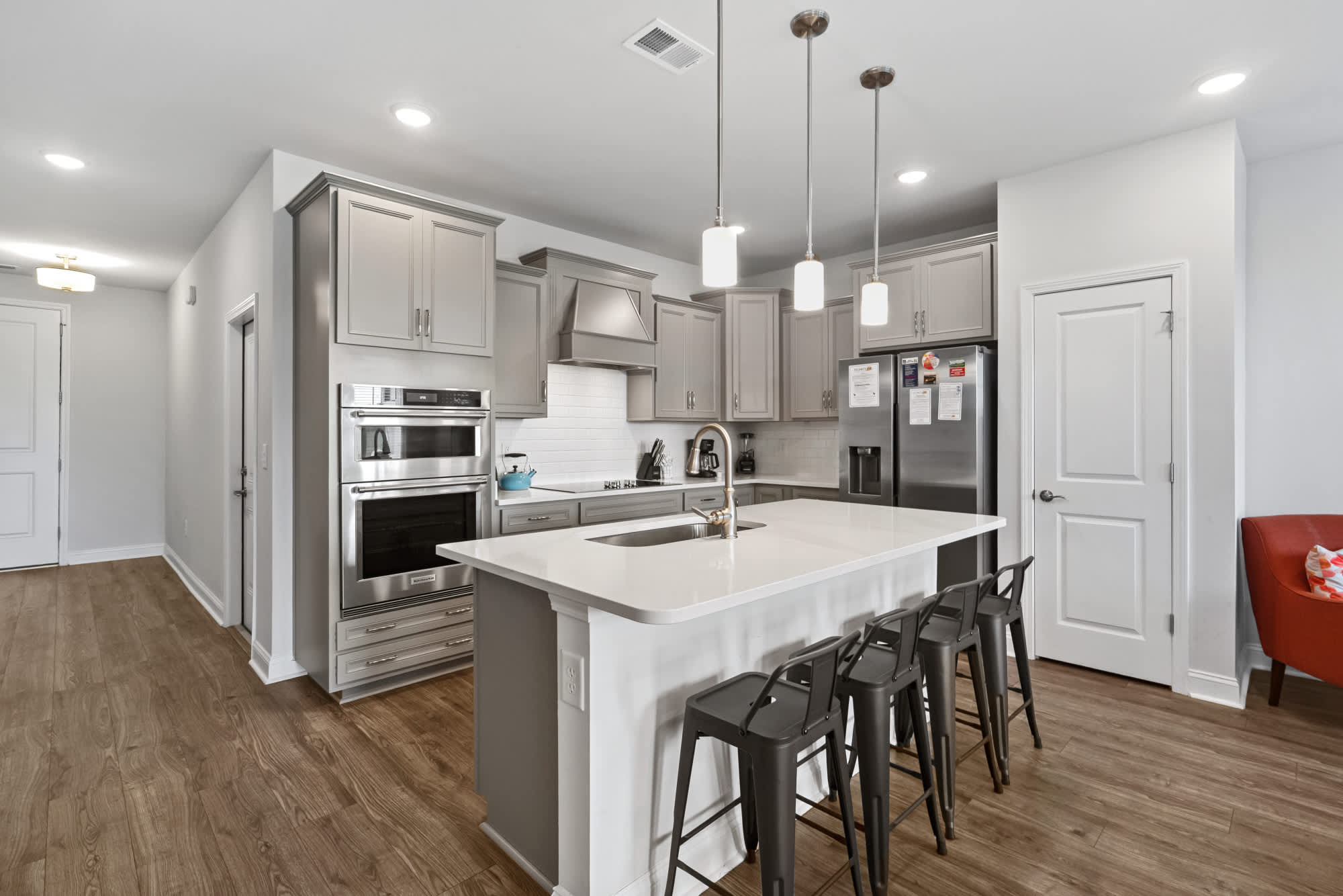 Spacious kitchen with five-seat island