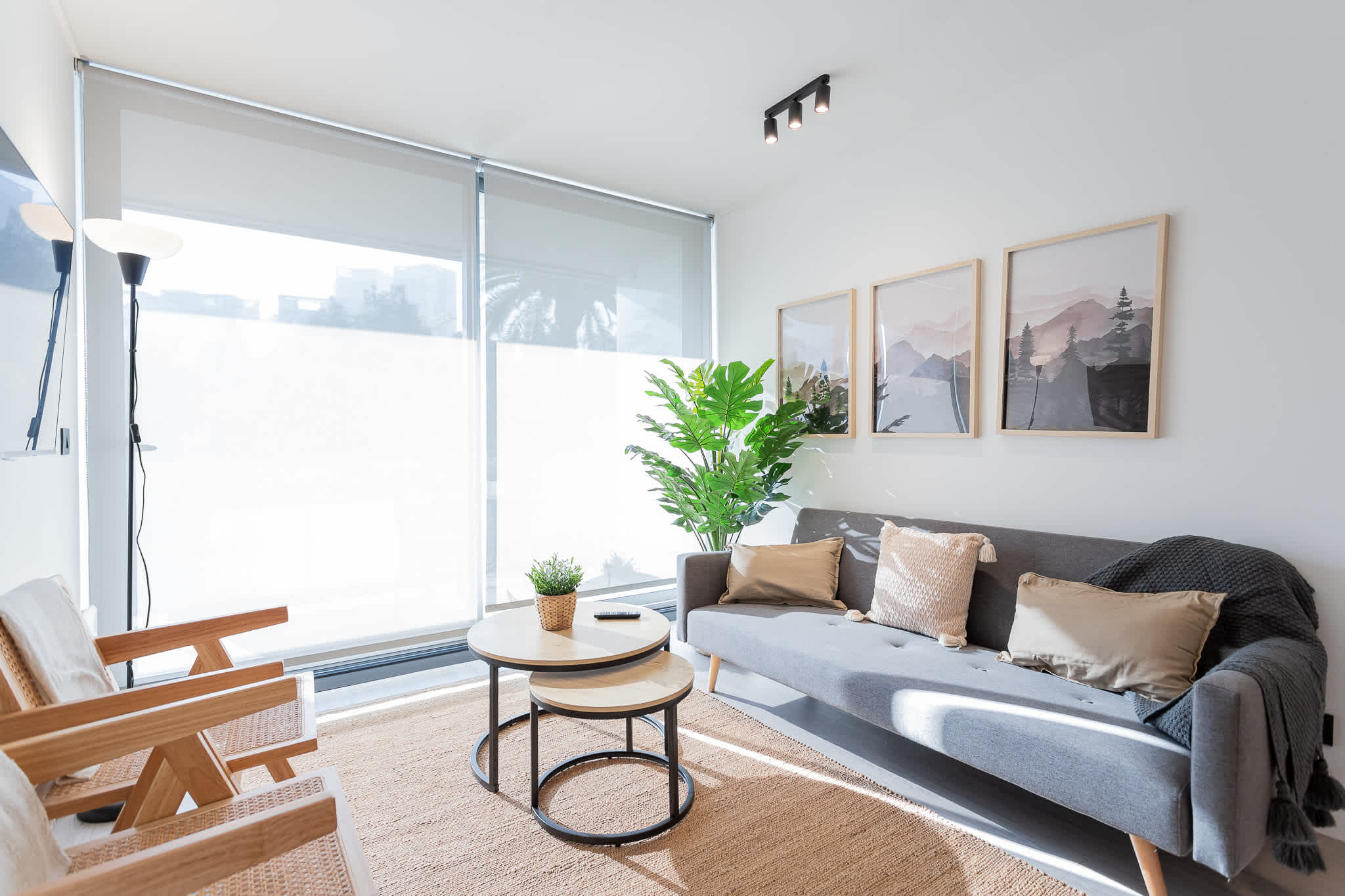 Bright and inviting living room with modern decor, perfect for relaxation and enjoying natural light.