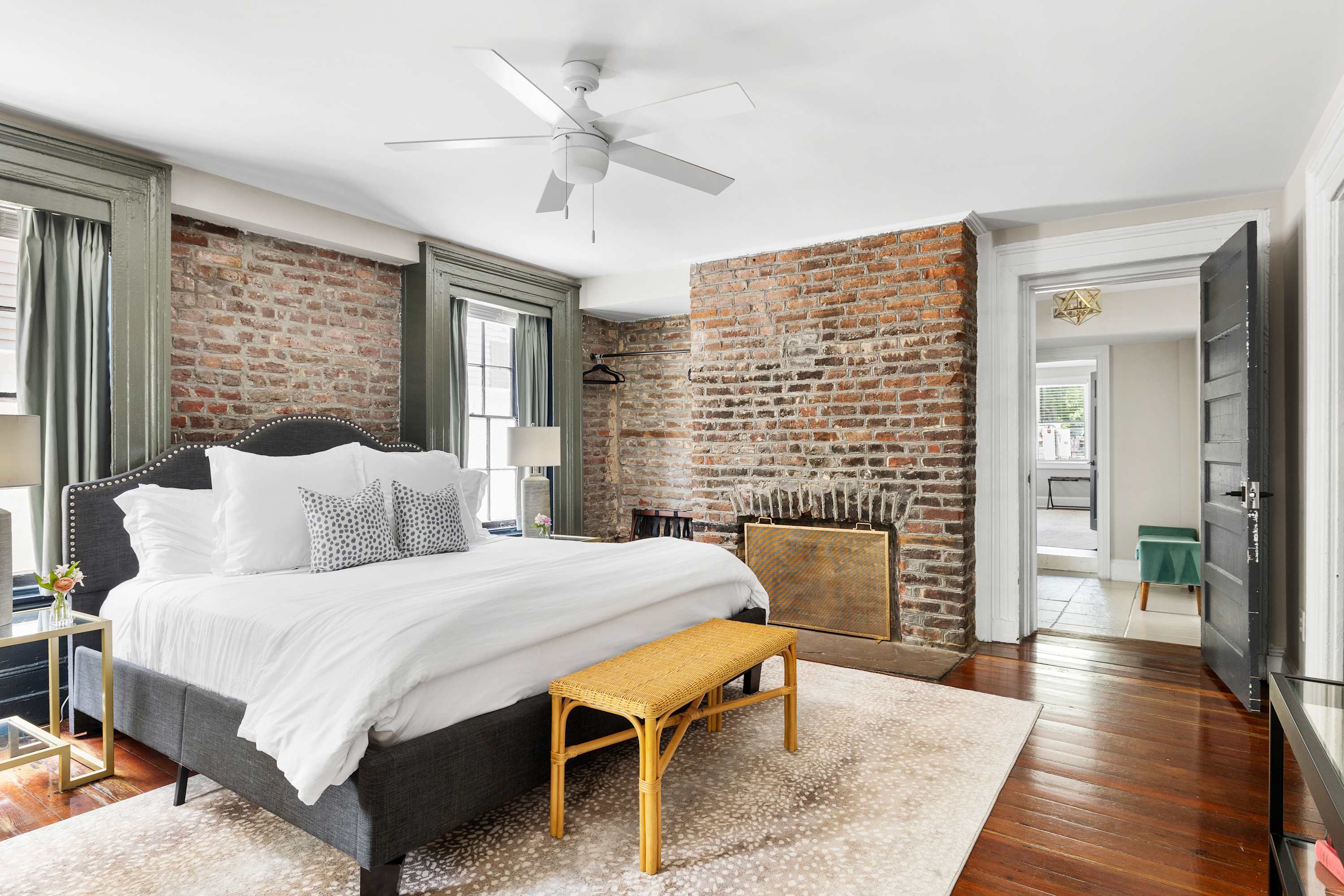 Bedroom #1: King Bed, Ceiling Fan & TV