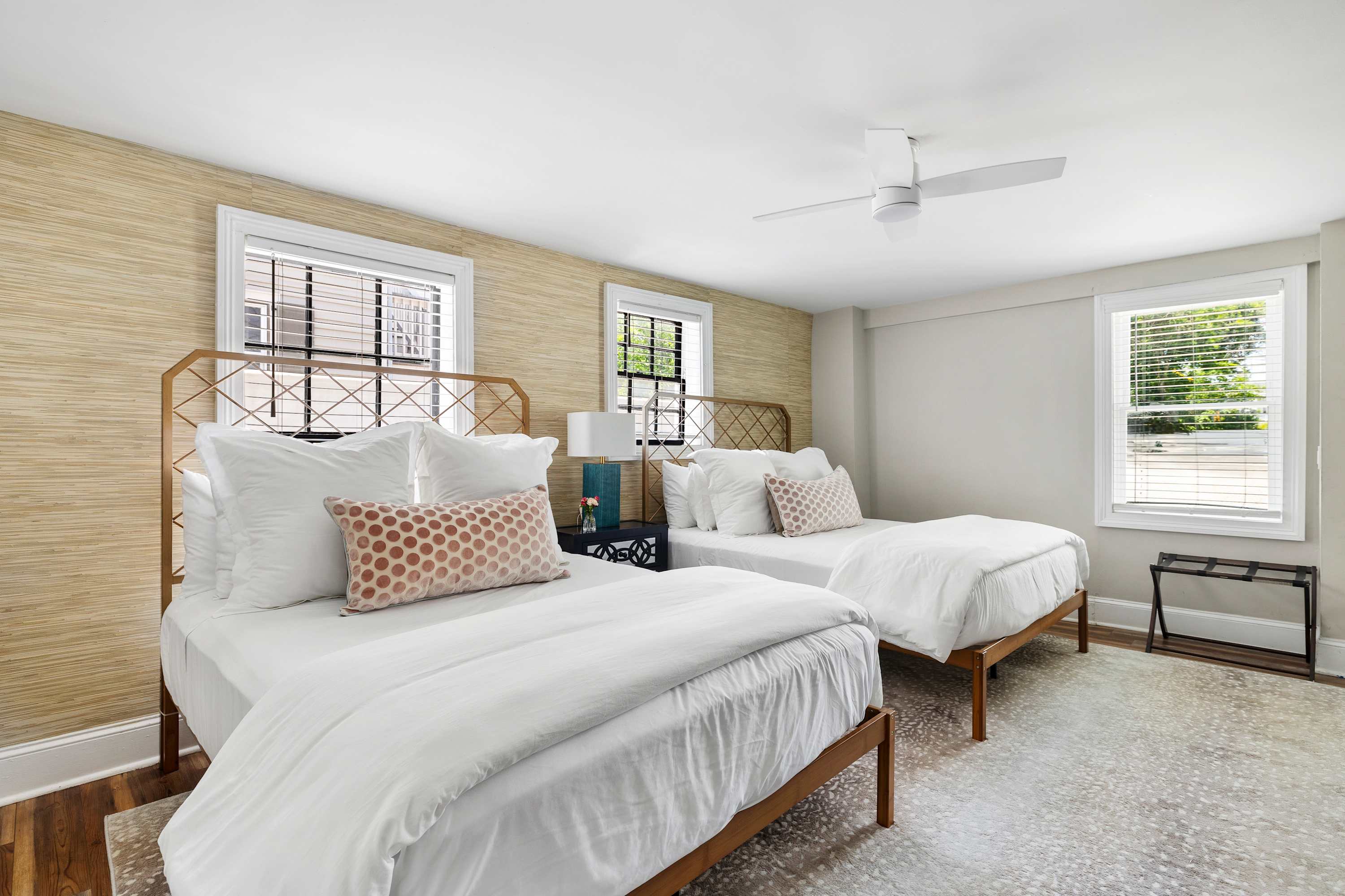 Bedroom #3: Queen Bed + Queen Bed, Ceiling Fan & TV