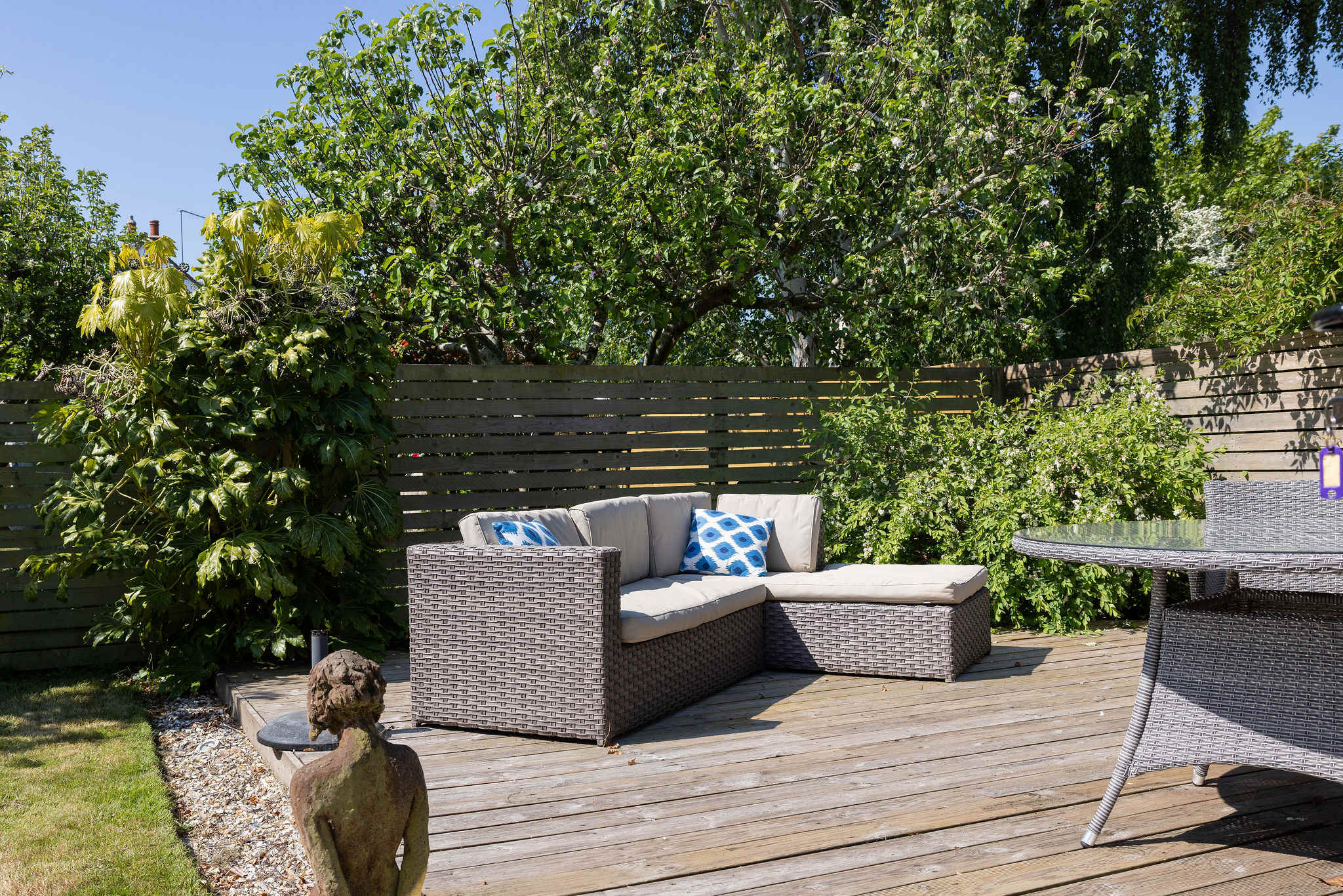 Perfect for lounging or entertaining, this outdoor space offers a relaxing retreat.