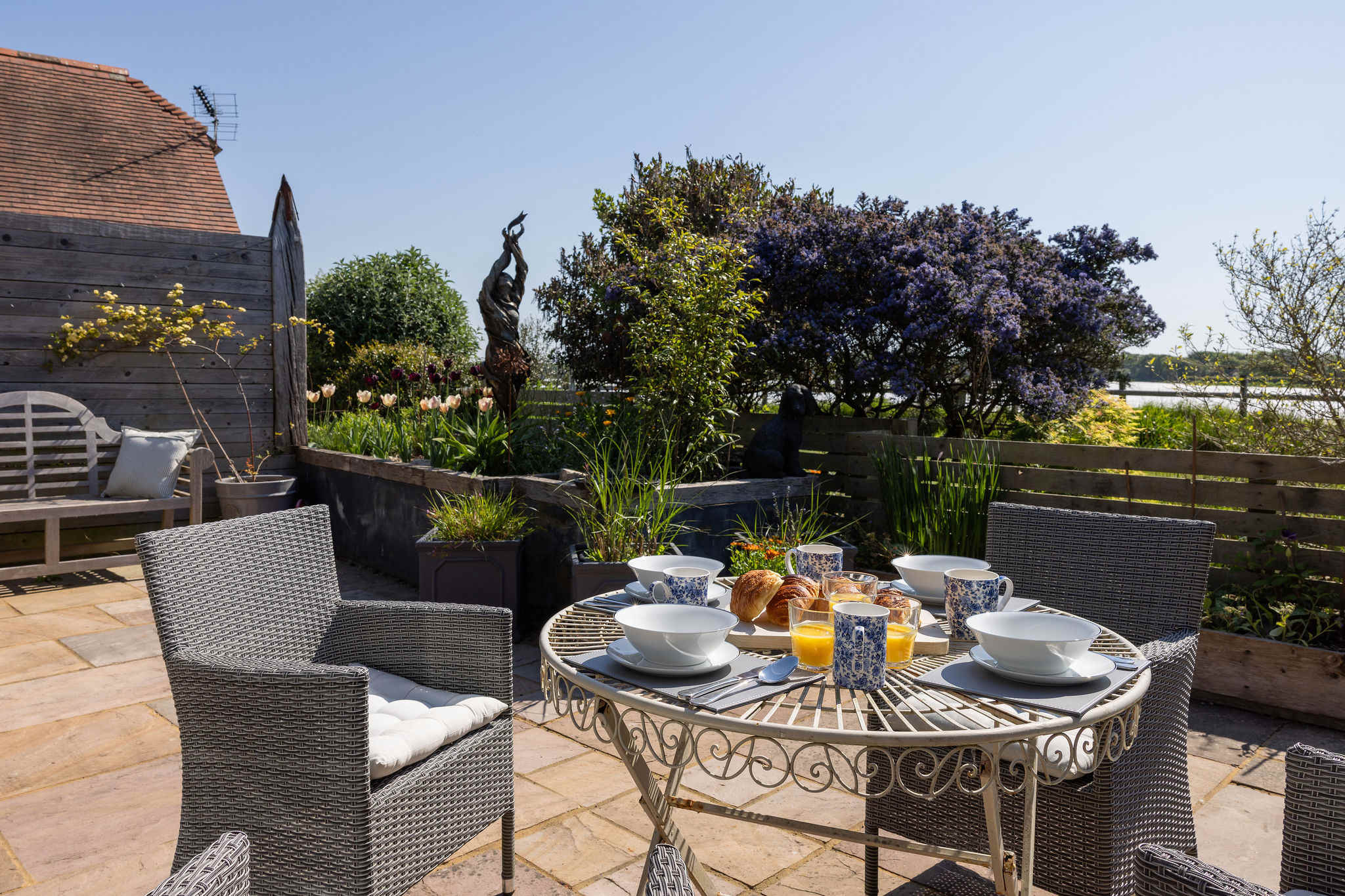 Enjoy delightful meals on this charming outdoor patio.