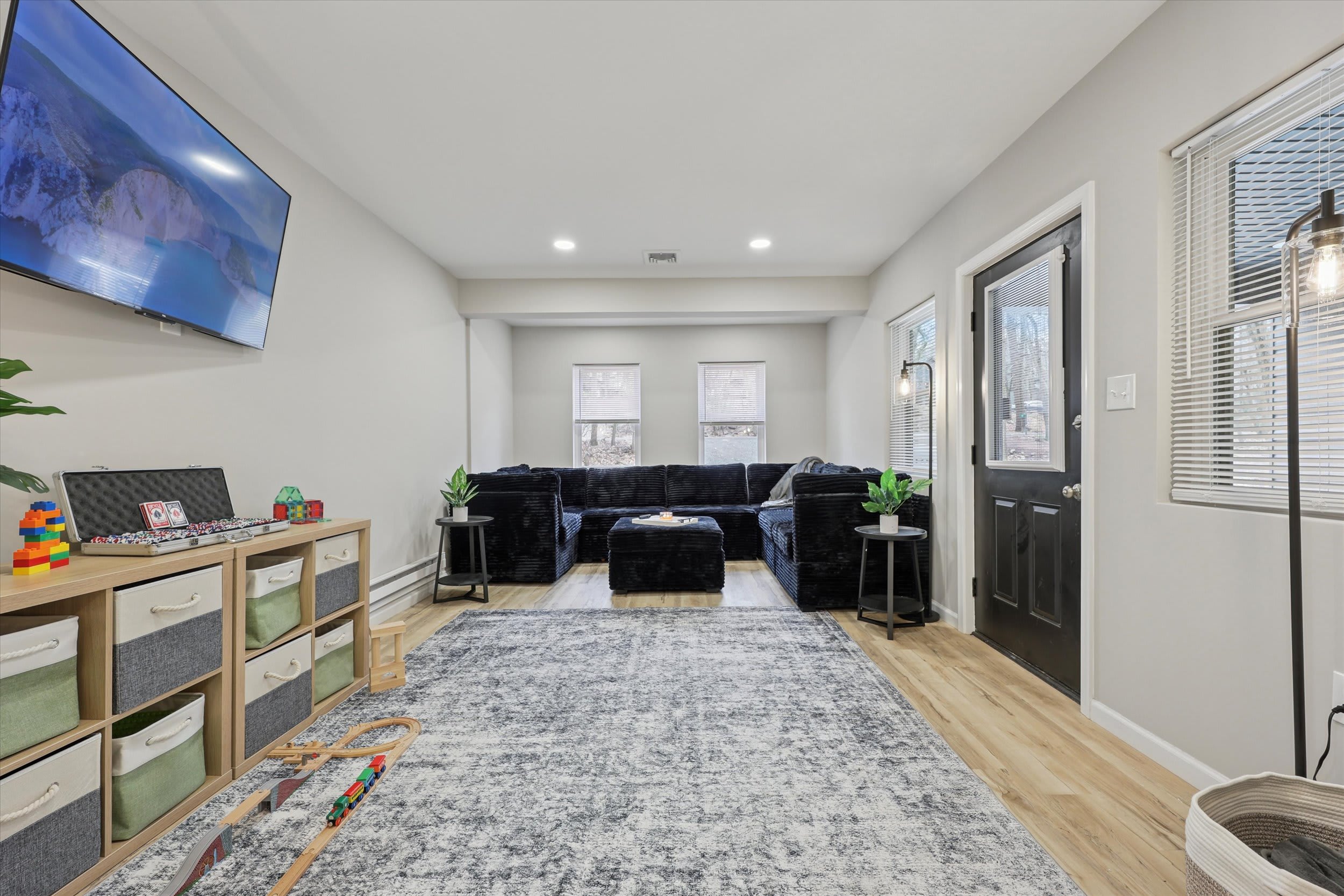 Warm up in the sauna with soft ambient lighting after a day outdoors