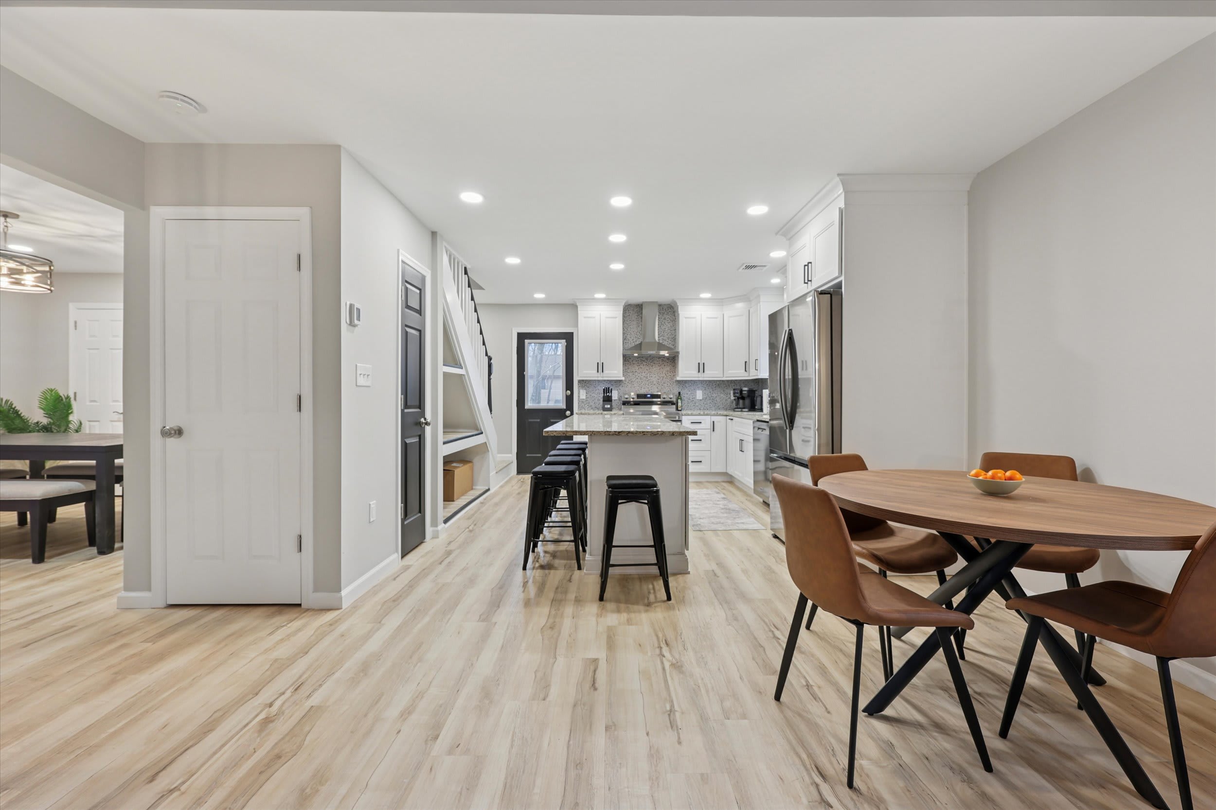 Modern dining table with pendant lighting for memorable meals together