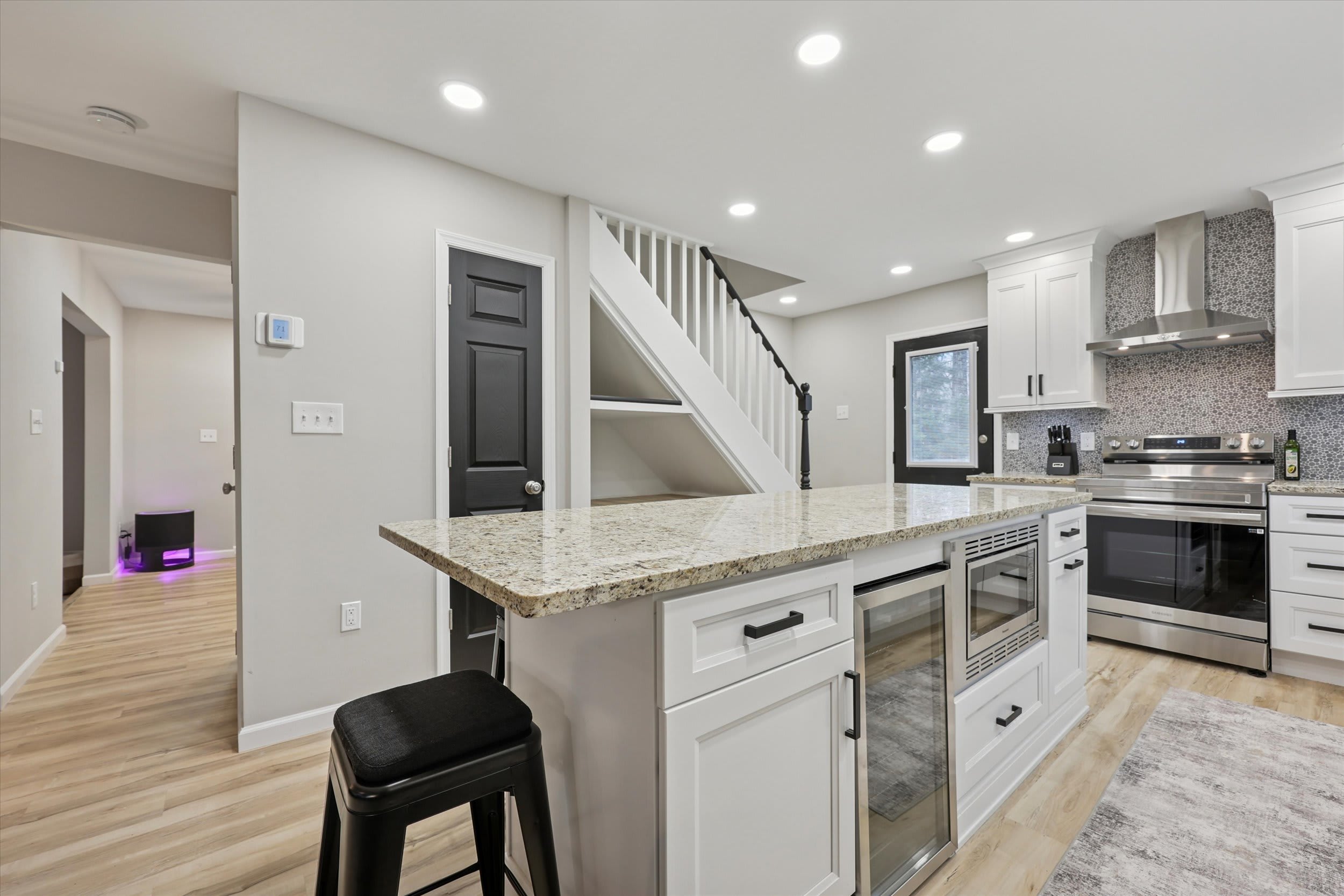 Bright kitchen with stainless appliances and room to spread out