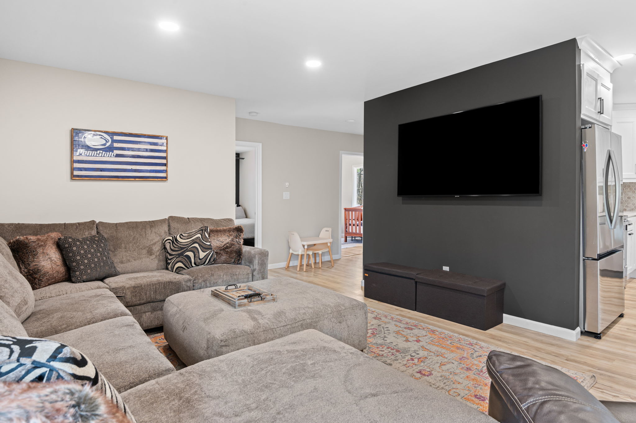 Sink into the sectional and enjoy movie night on the big screen TV