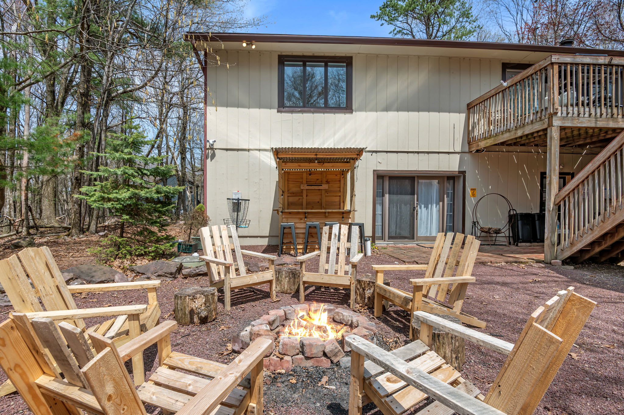 Pull up an Adirondack chair and toast marshmallows by the fire pit
