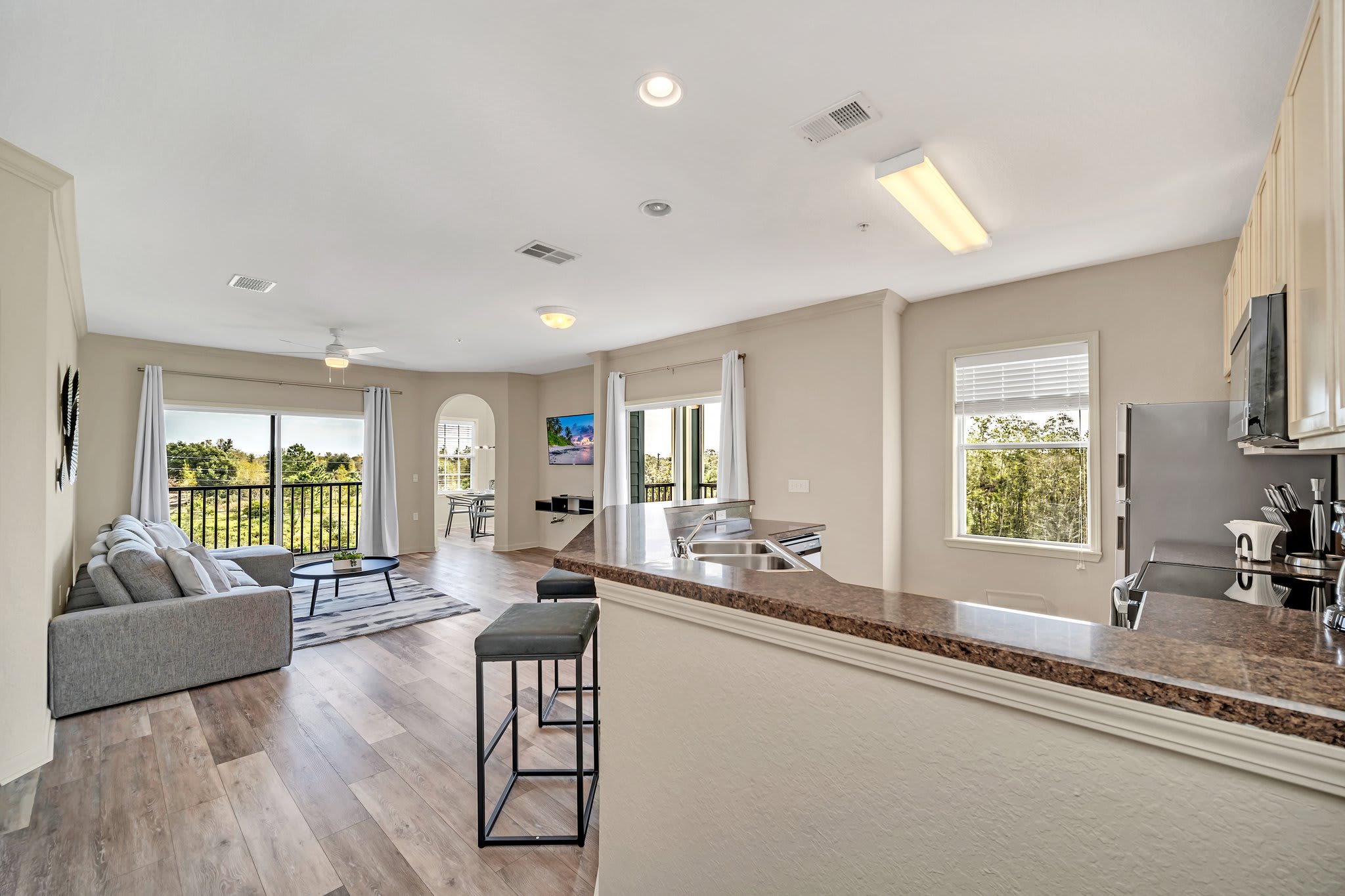 Open-layout kitchen and living area