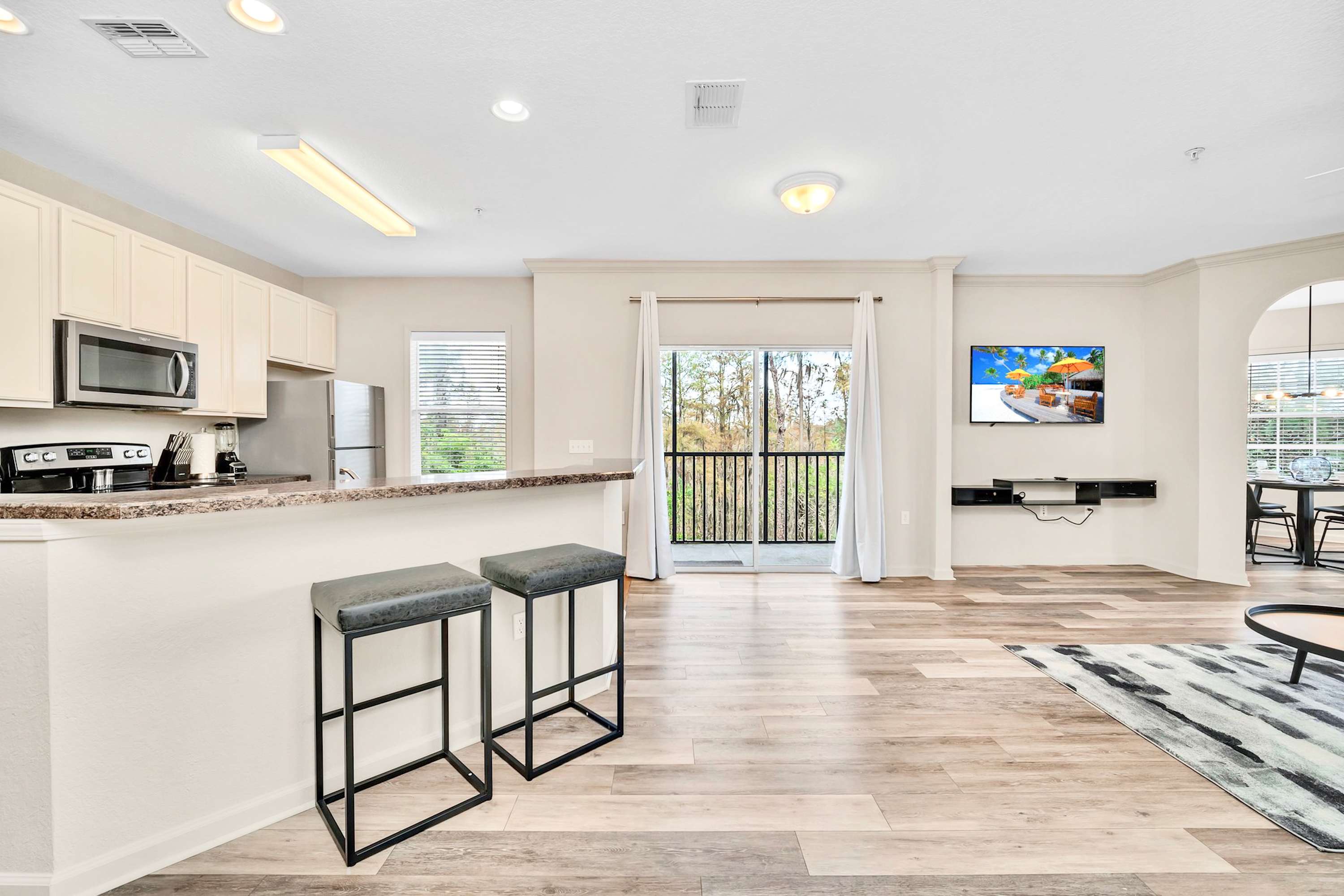 Open-concept kitchen and living area 