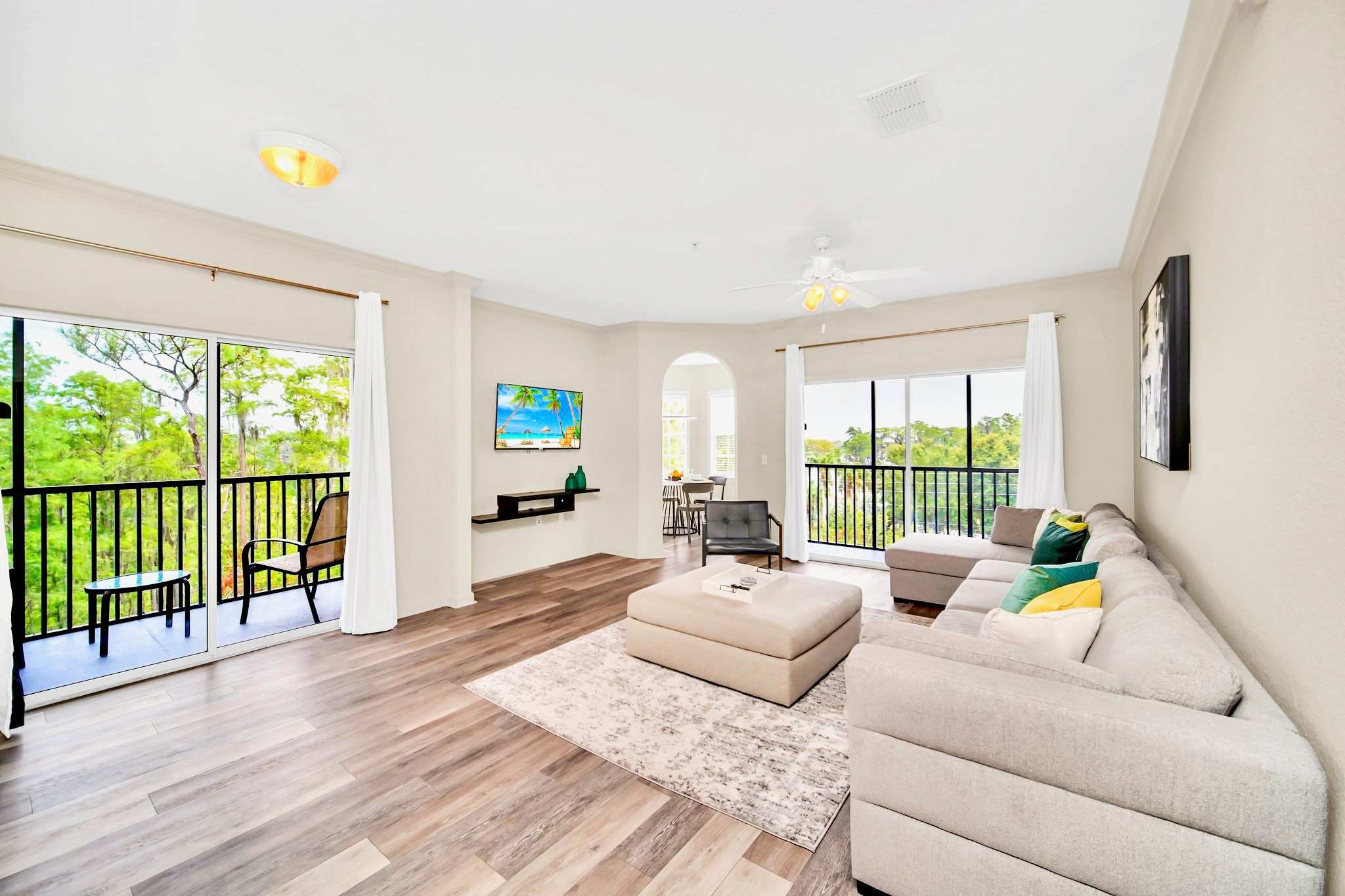 Modern living area with smart TV