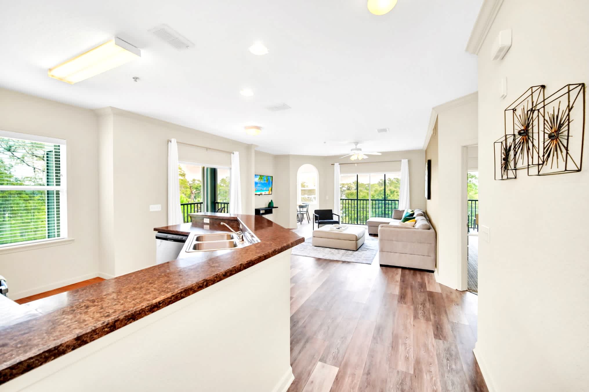 Open-layout living room and kitchen