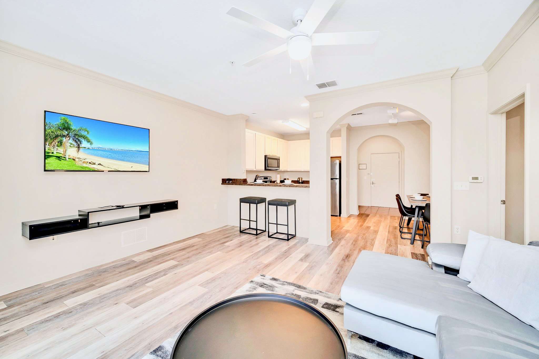 Living area with smart TV