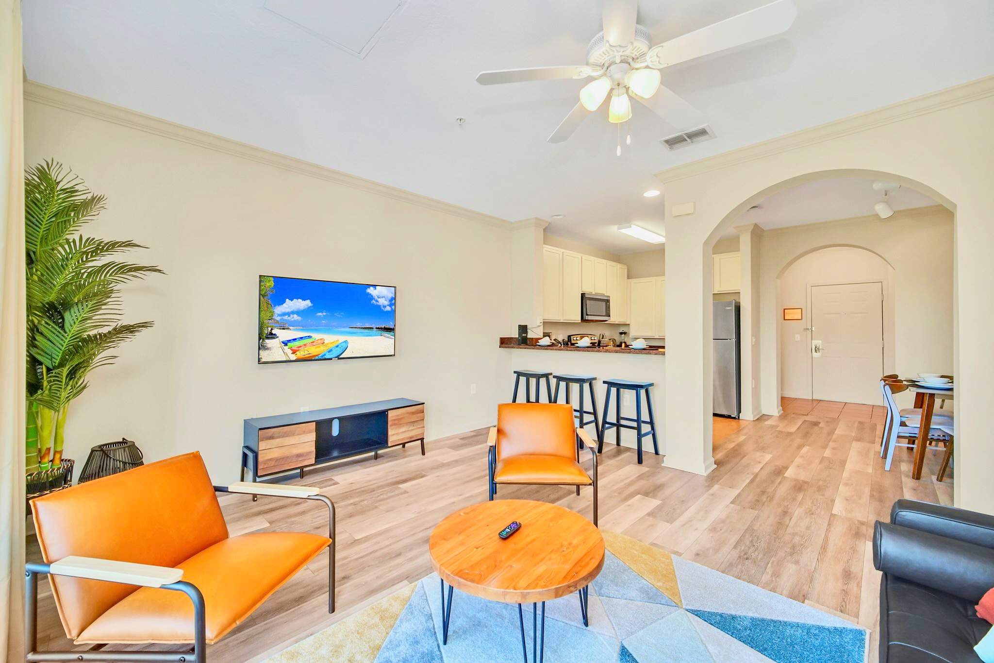 Vibrant living room with smart TV 