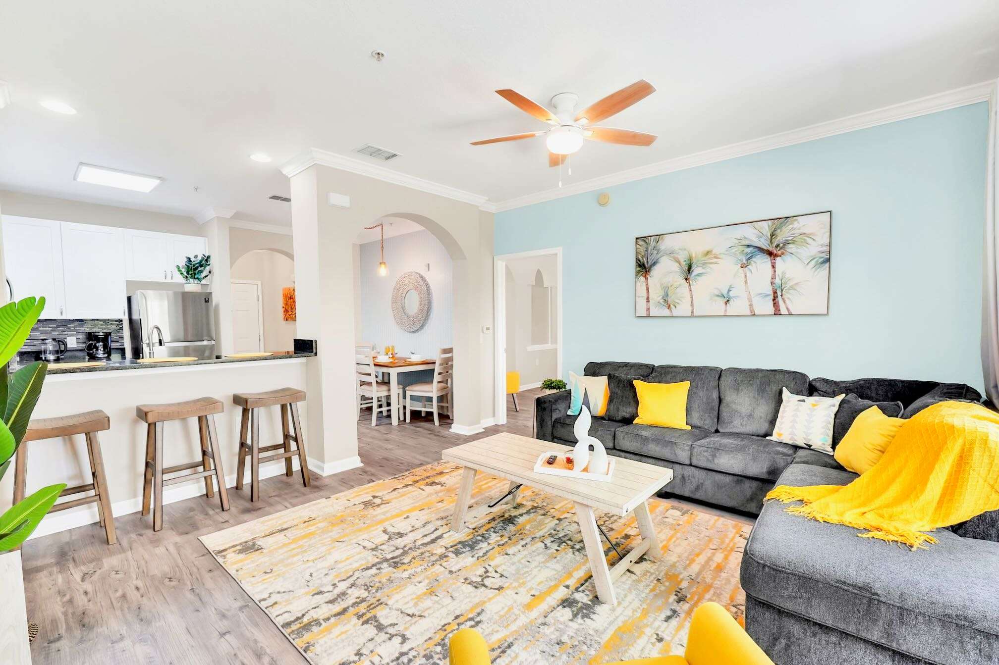 Living room with spacious sofa