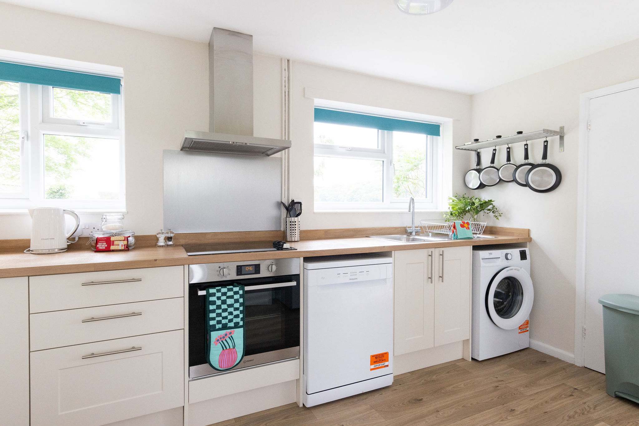 The modern kitchen with views of the country side.