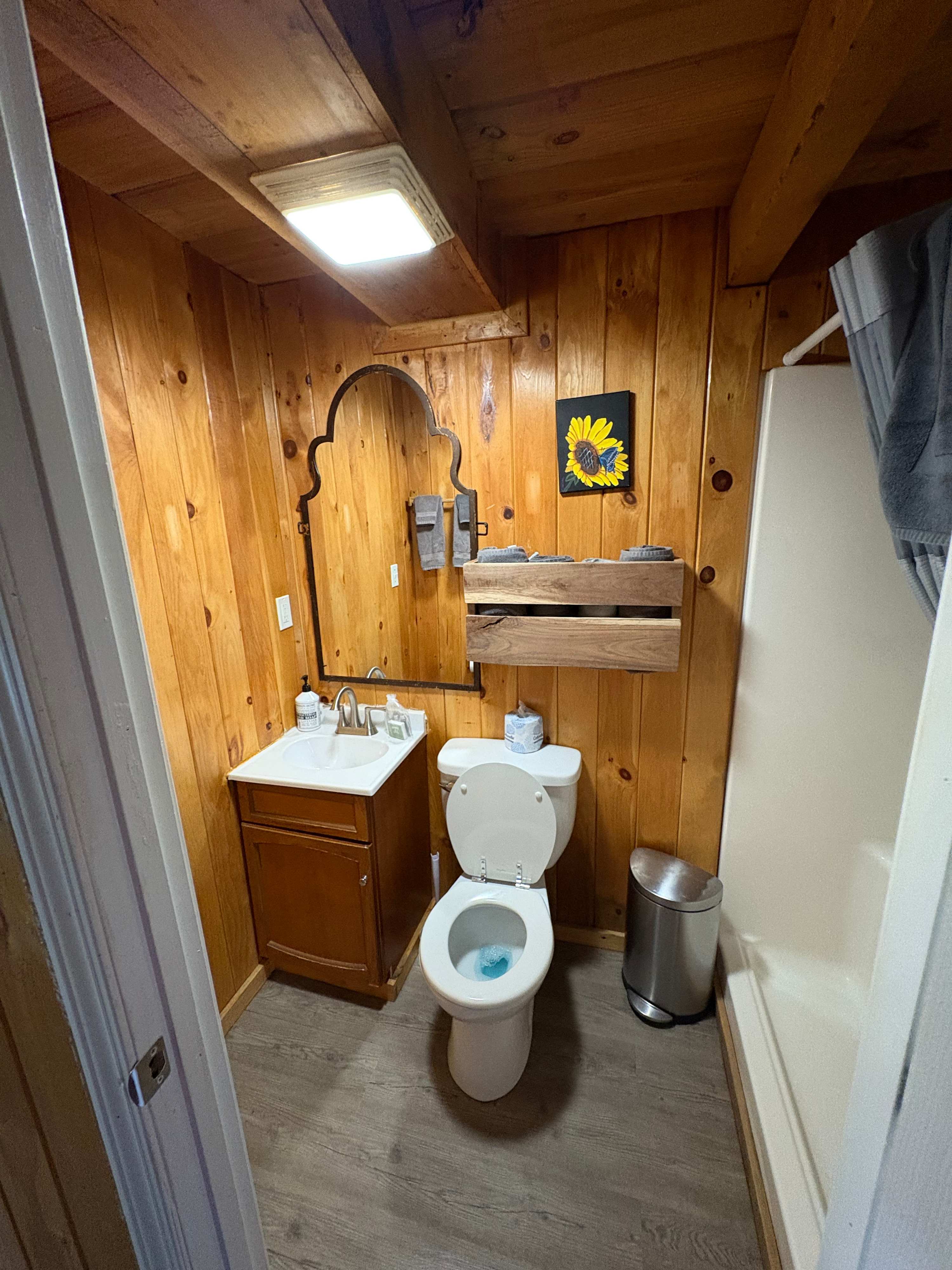 Enjoy the comfort of a full-size bathroom with a walk-in shower. We’ve stocked it with towels and washcloths to make your stay easy.