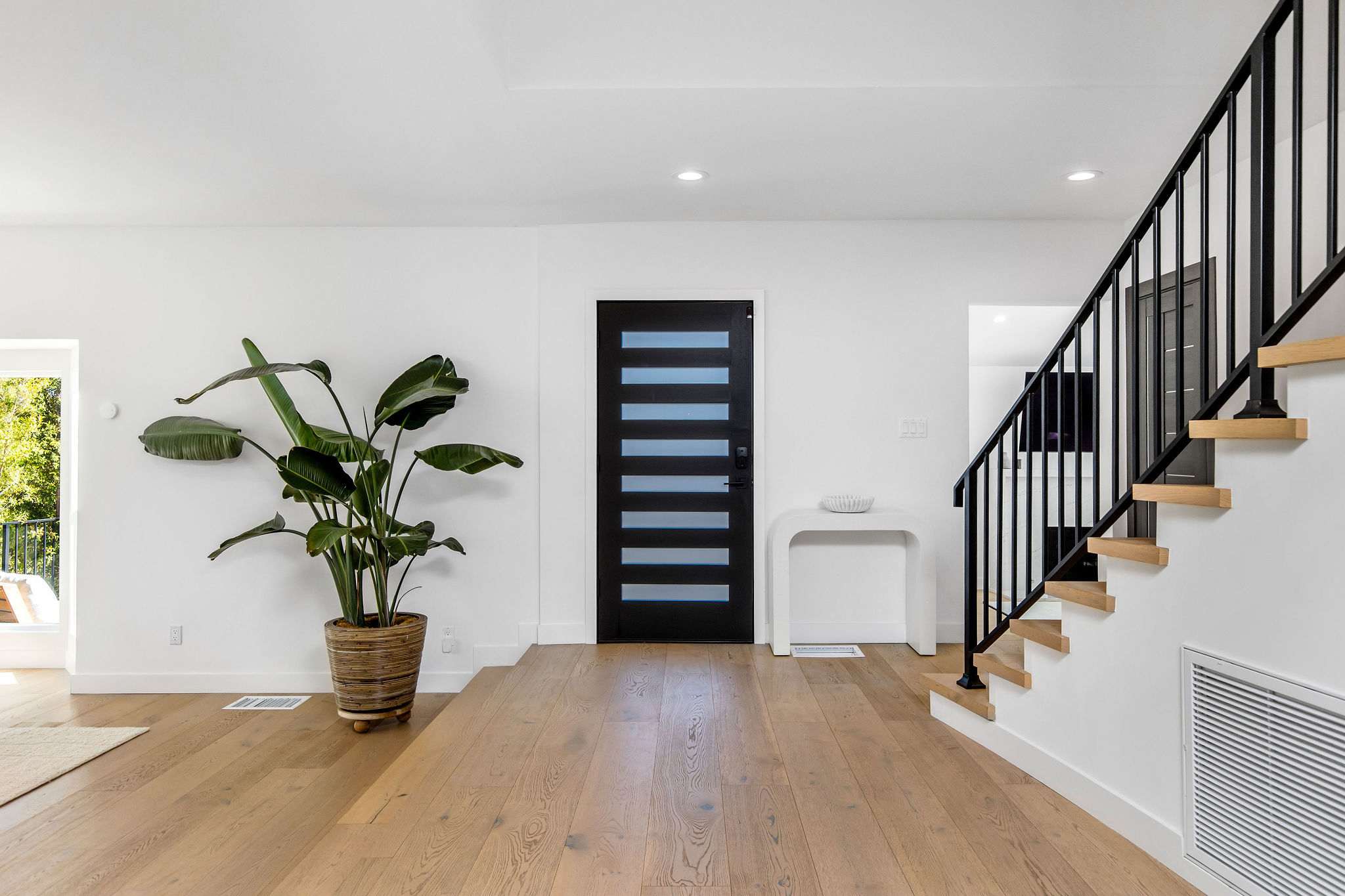 Bedrooms are tucked upstairs for added privacy