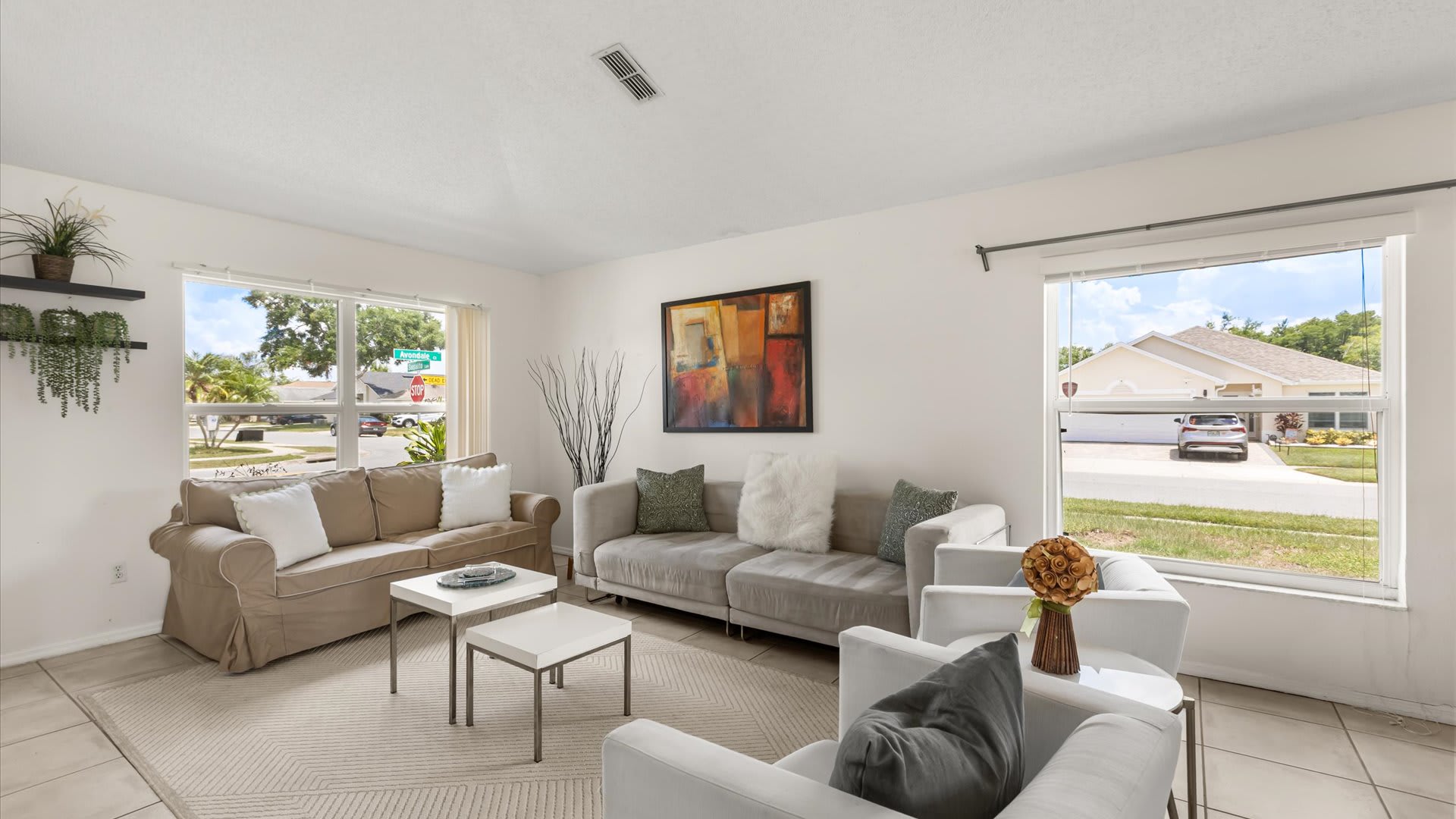 Stylish group-layout living room