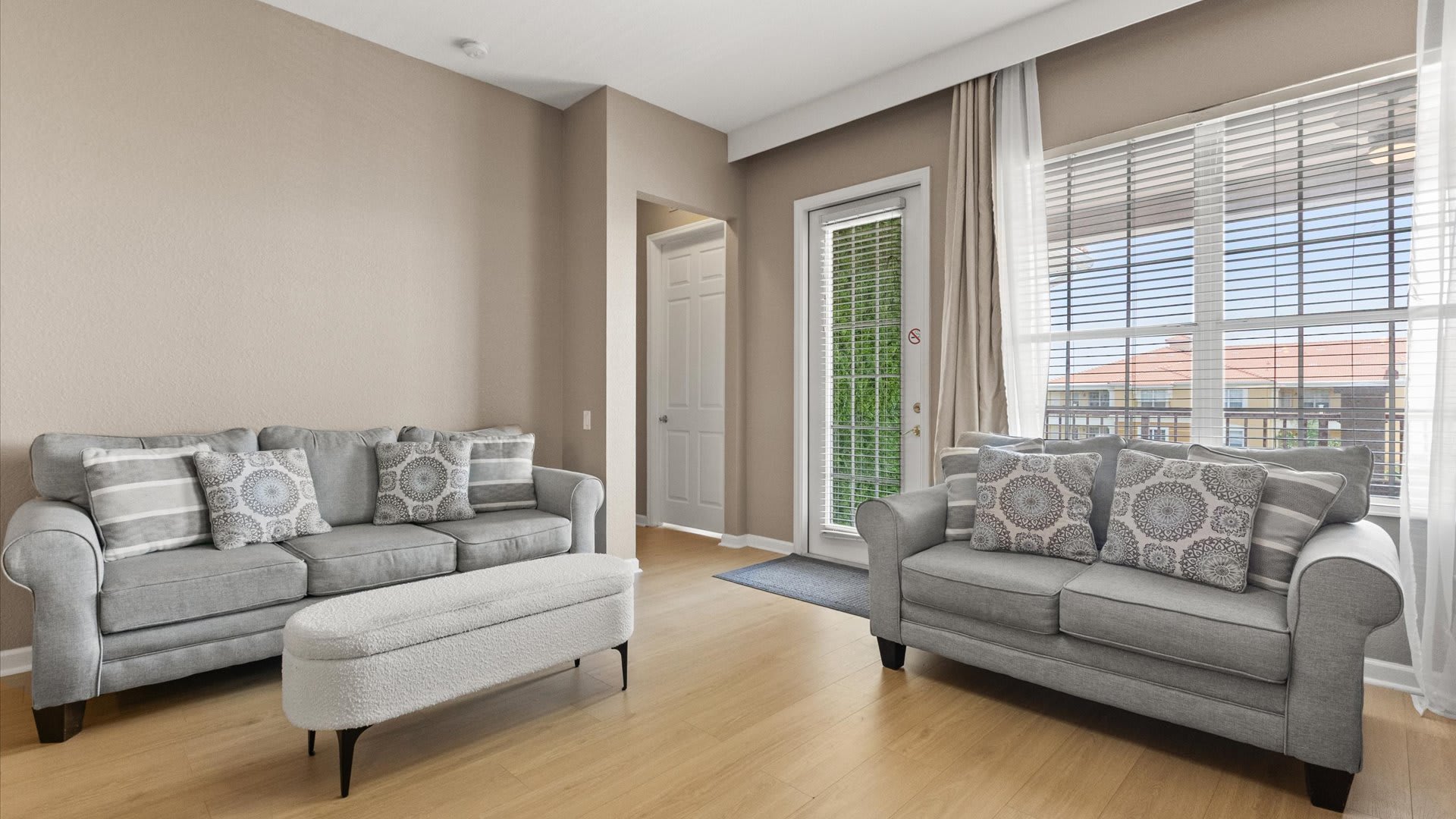 Open-concept living area with smart TV and high speed internet