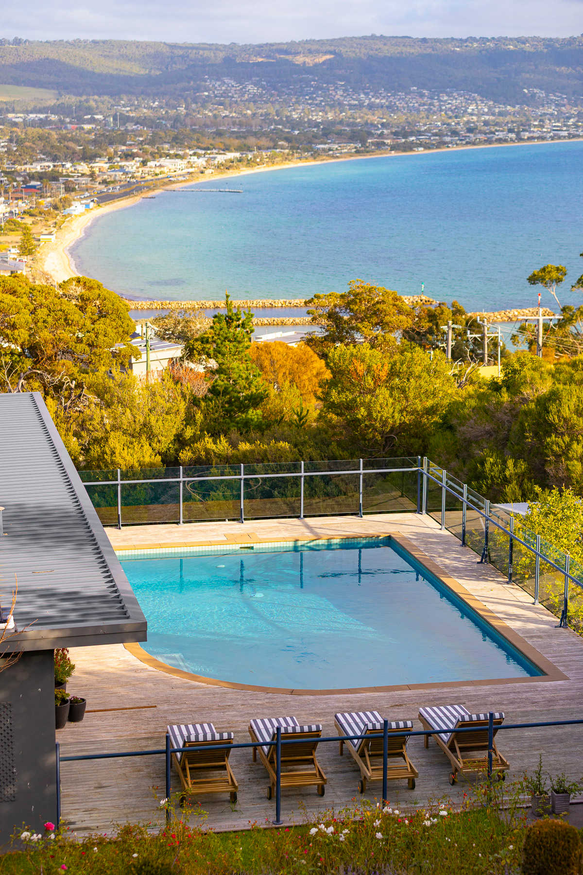 Pool area overlooking the ocean