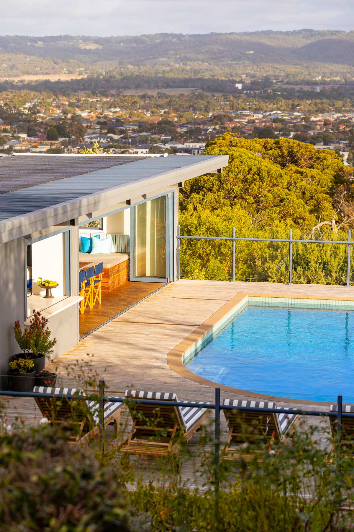 Pool area and sun lounges