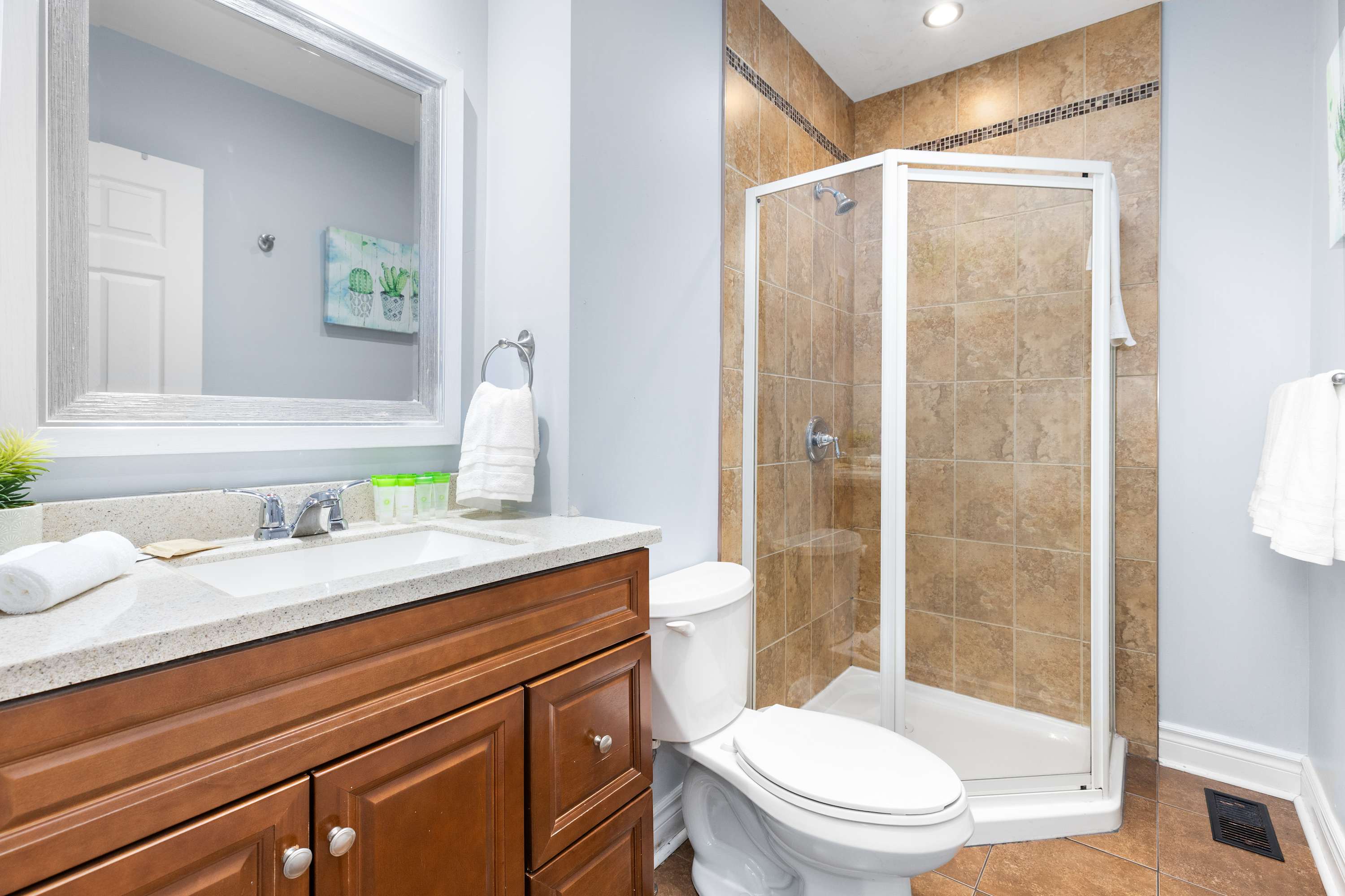 Full bathroom with standing shower