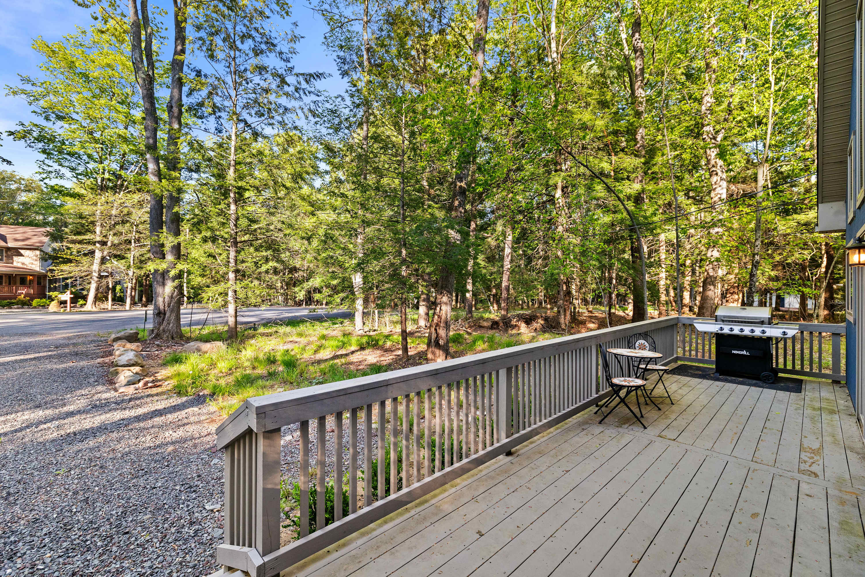 Enjoy your morning coffee or a sunset glass of wine from the deck with fresh air and forest views.