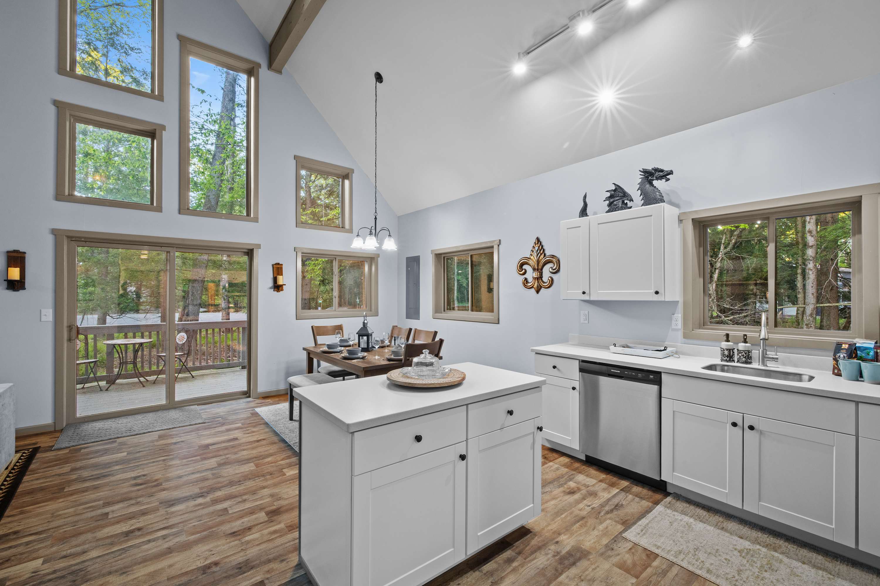 Modern finishes and natural light highlight the open main floor space.