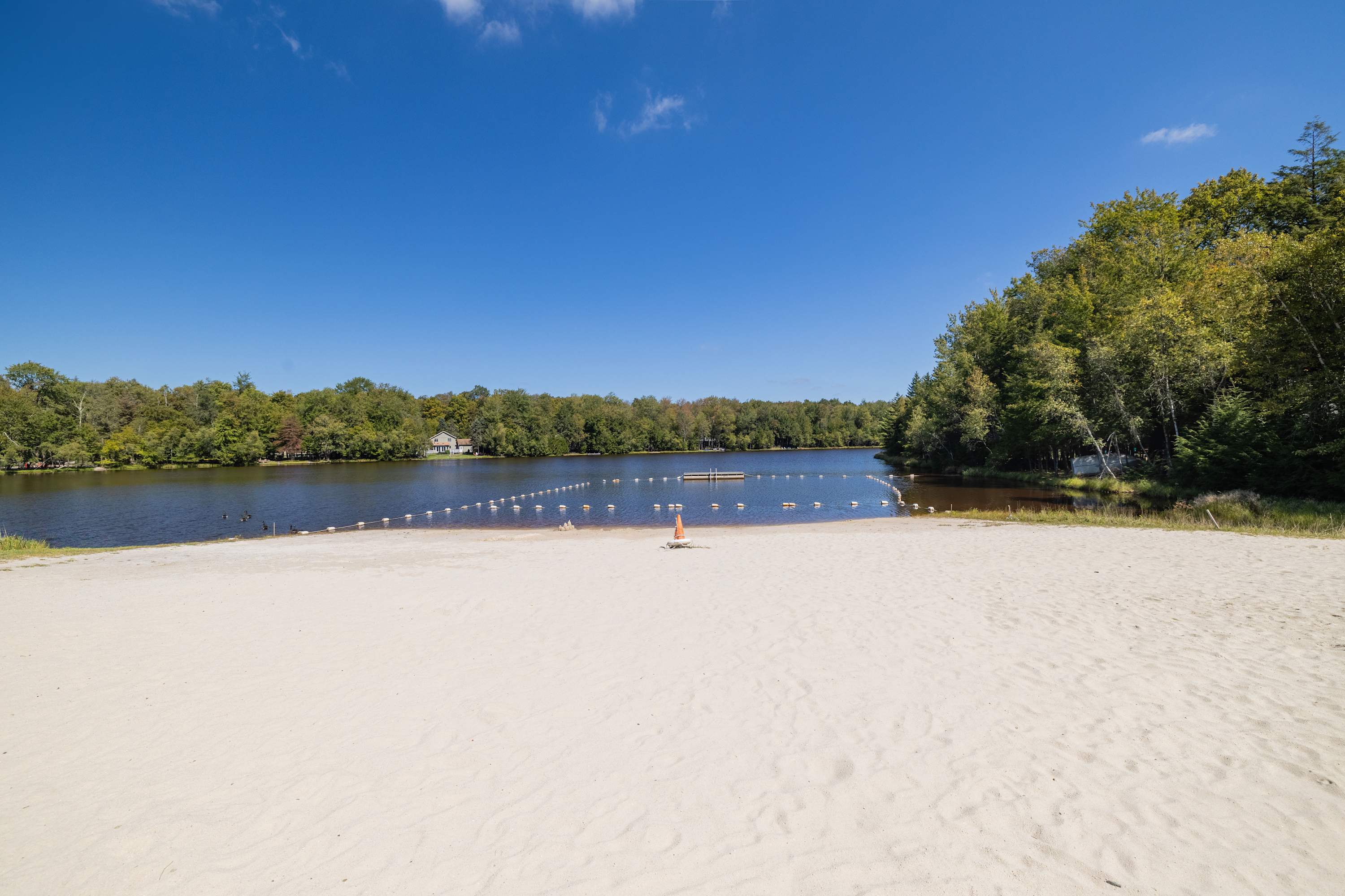 The Camelot Forest swimming beach at Lake Guenevere is just a 10-minute walk or 2-minute drive from the house!