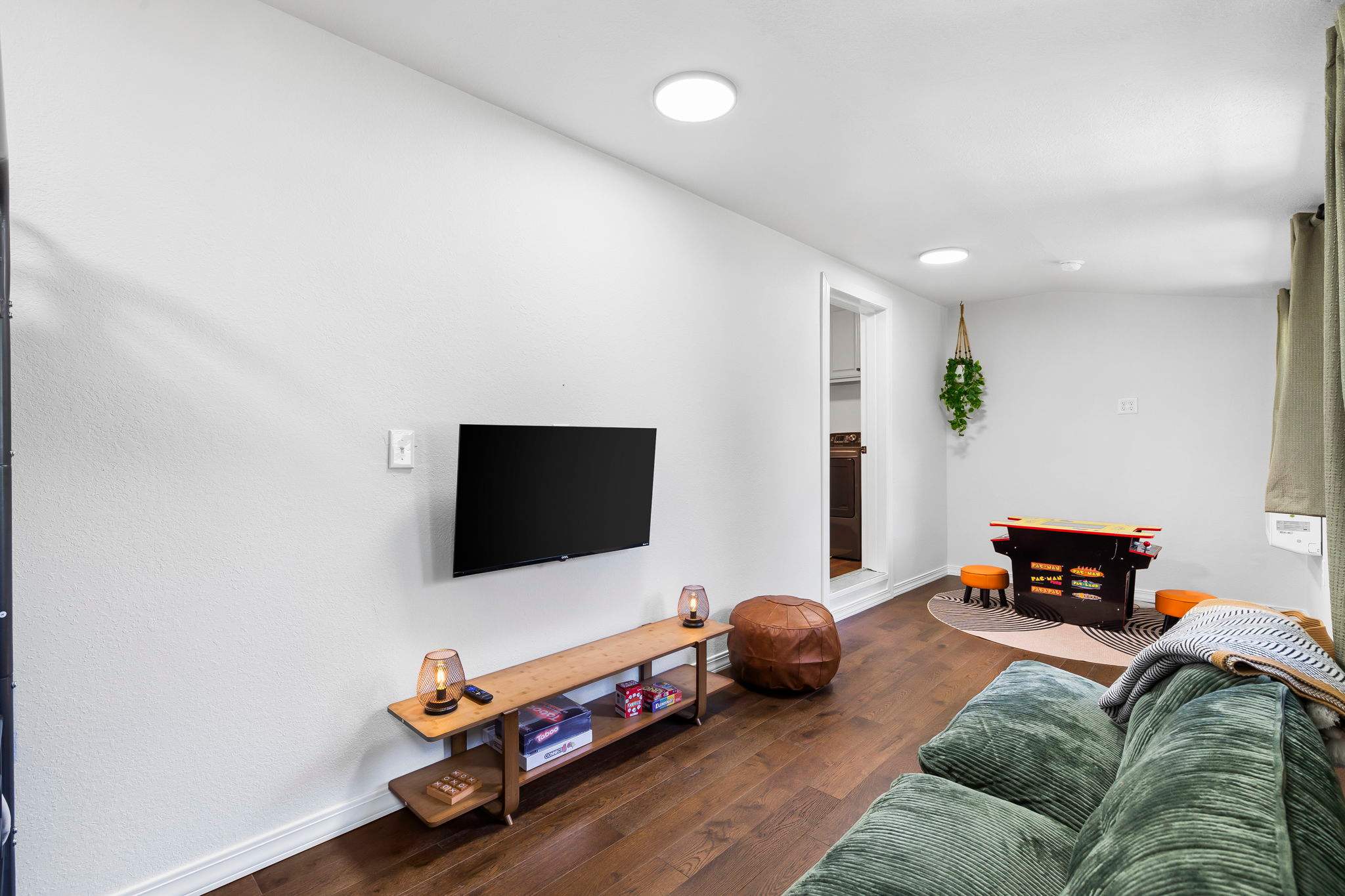 Secondary living space with futon and bunk beds