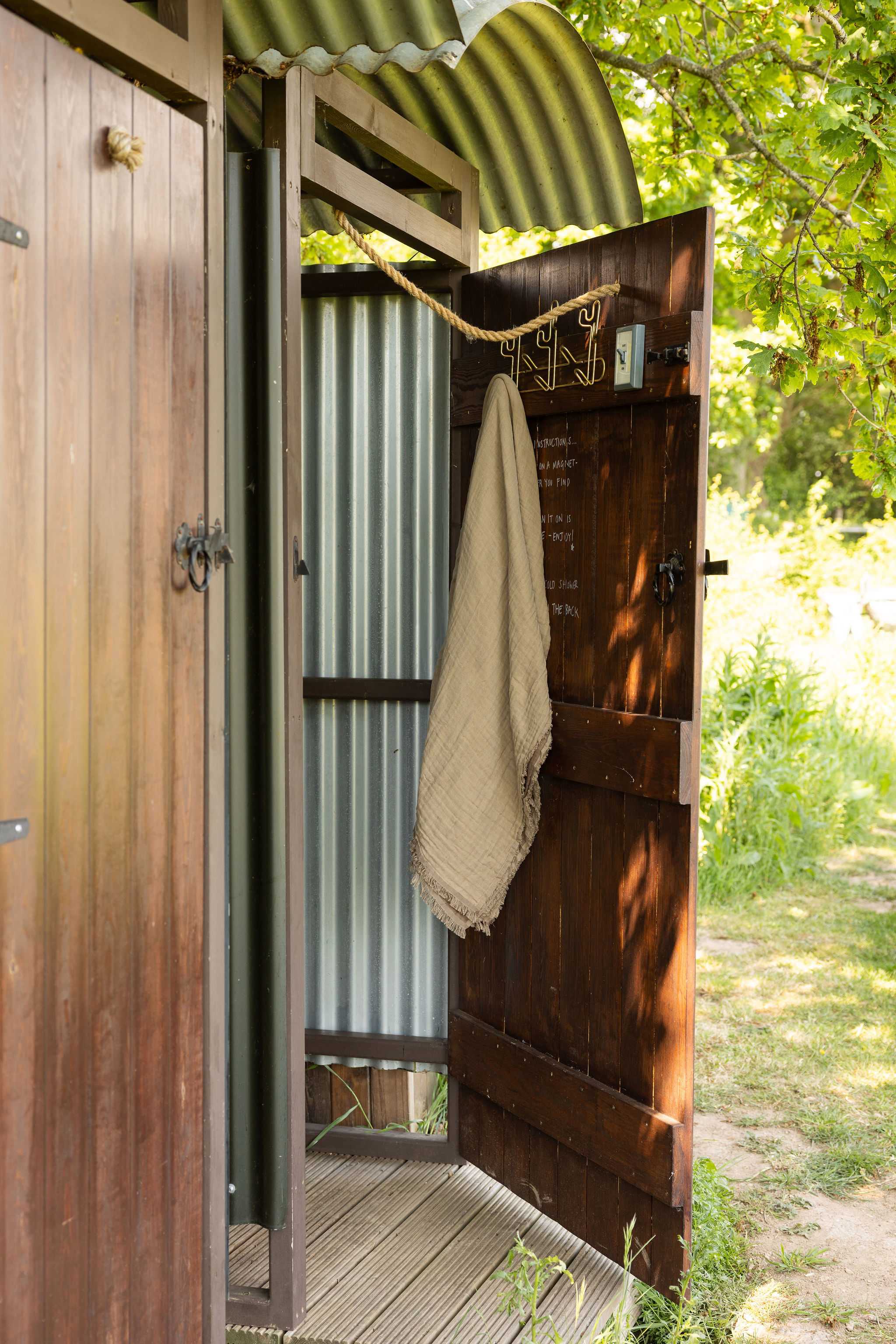 Situated away from the hut, the shower allows rustic and outdoor showering, yet being enclosed for your privacy