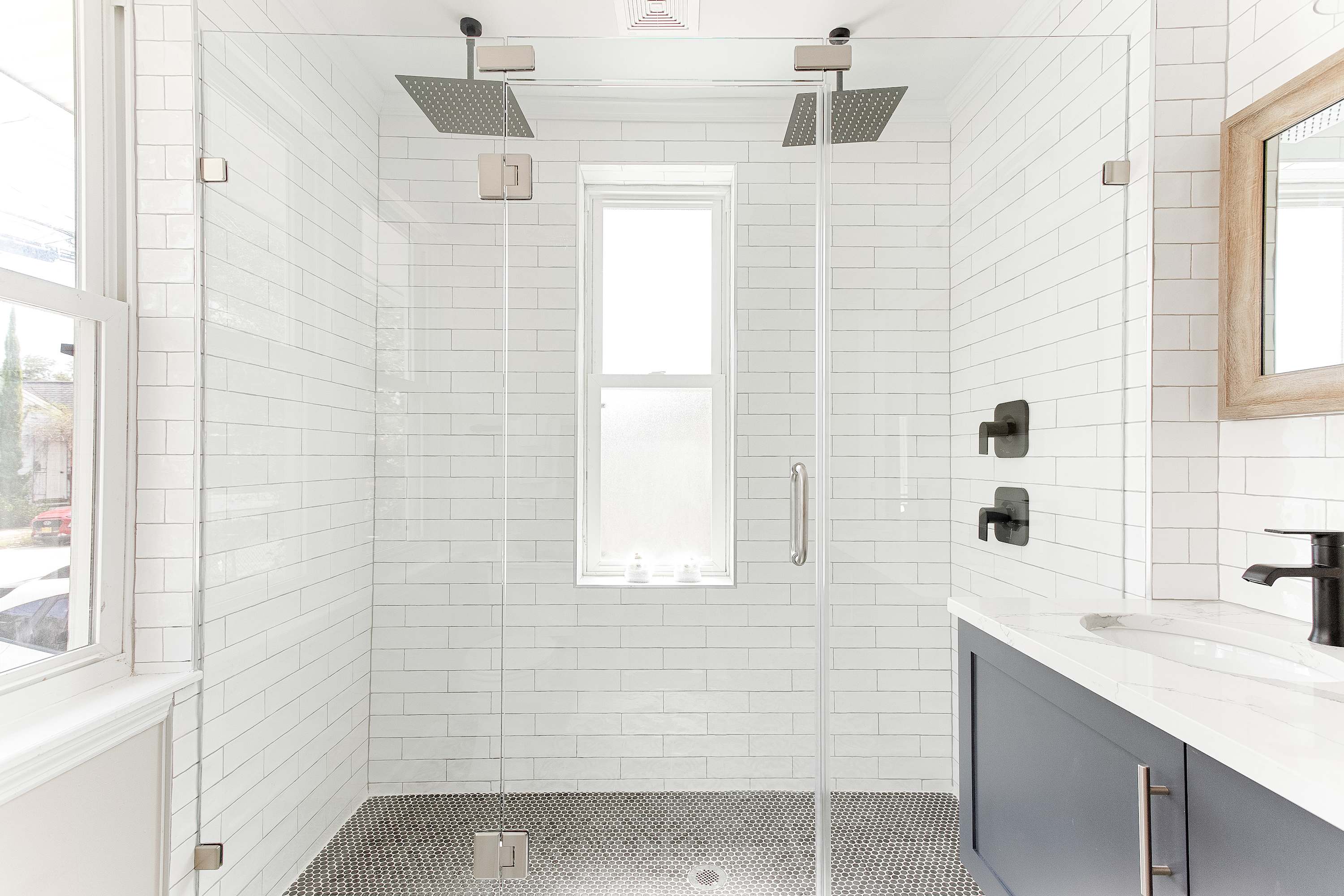 Bathroom 1: Walk-in Shower w/ double shower heads 