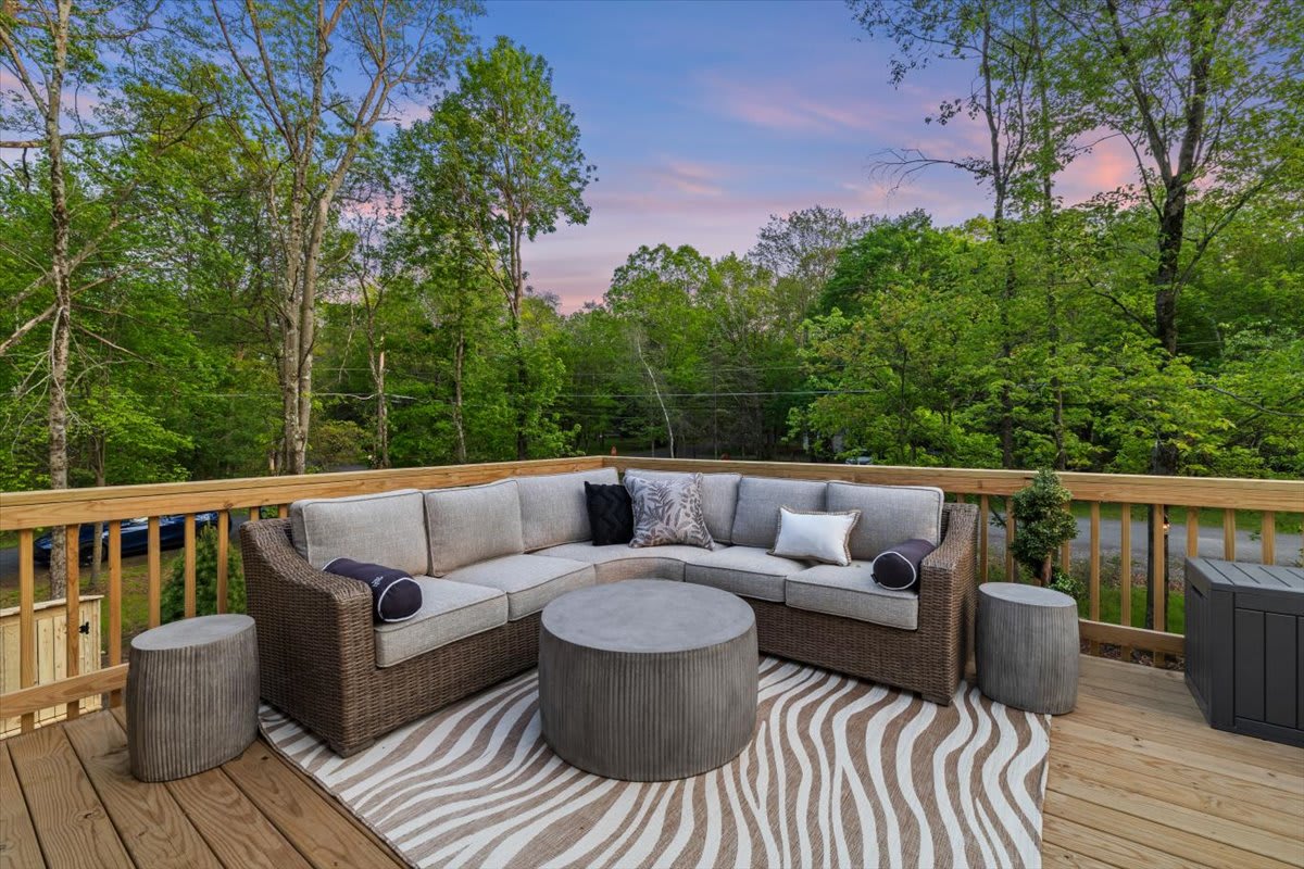 Unwind on the deck seating for cooler evenings.