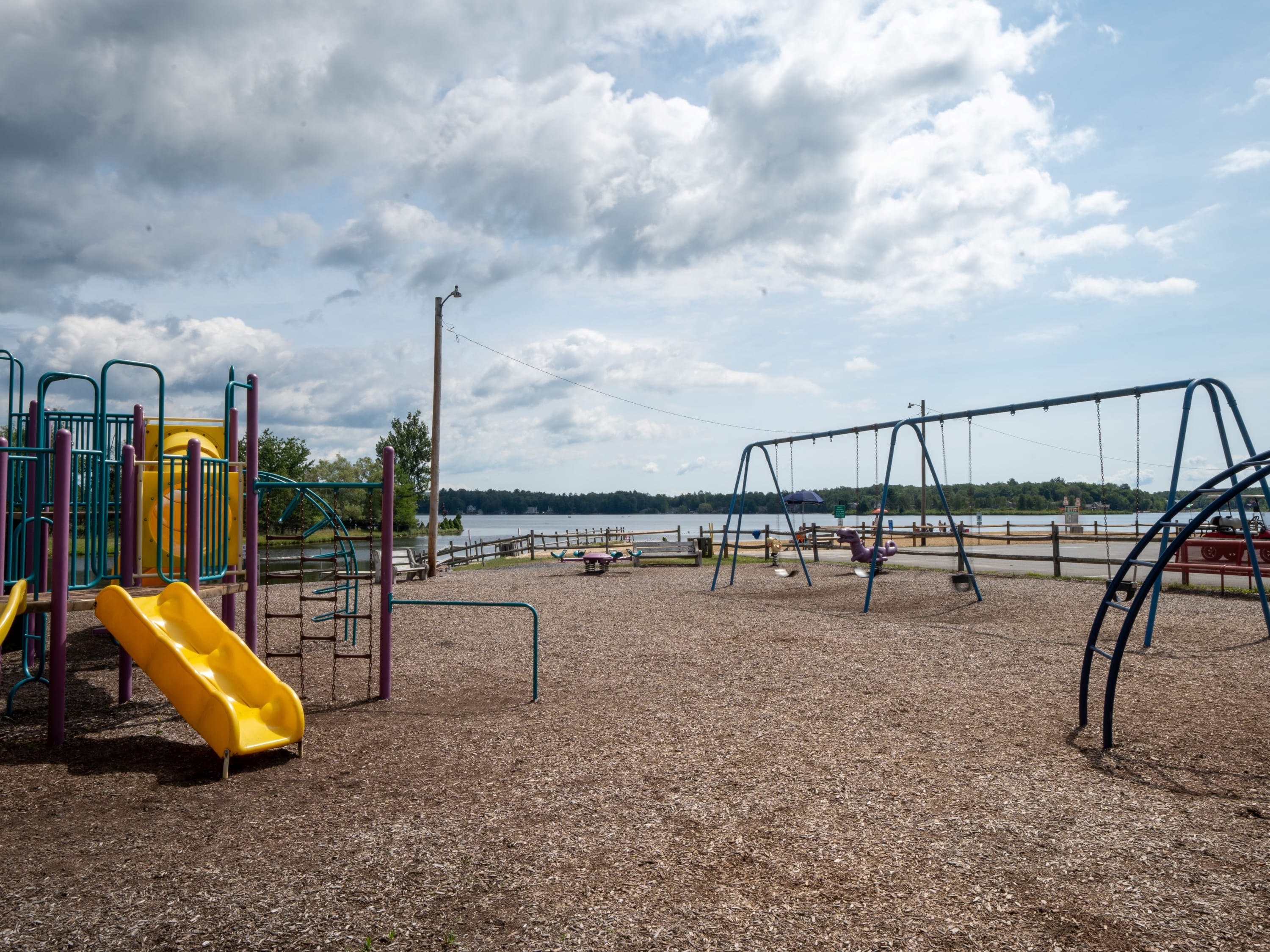 Kids will love the community playground with slides and climbing equipment.