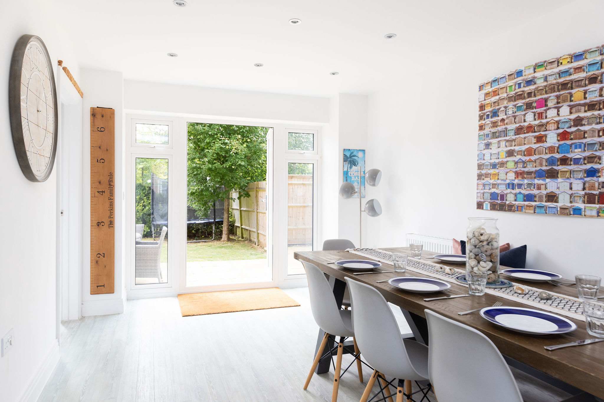 Open up the patio doors on warmer days to connect the dining space to the garden.