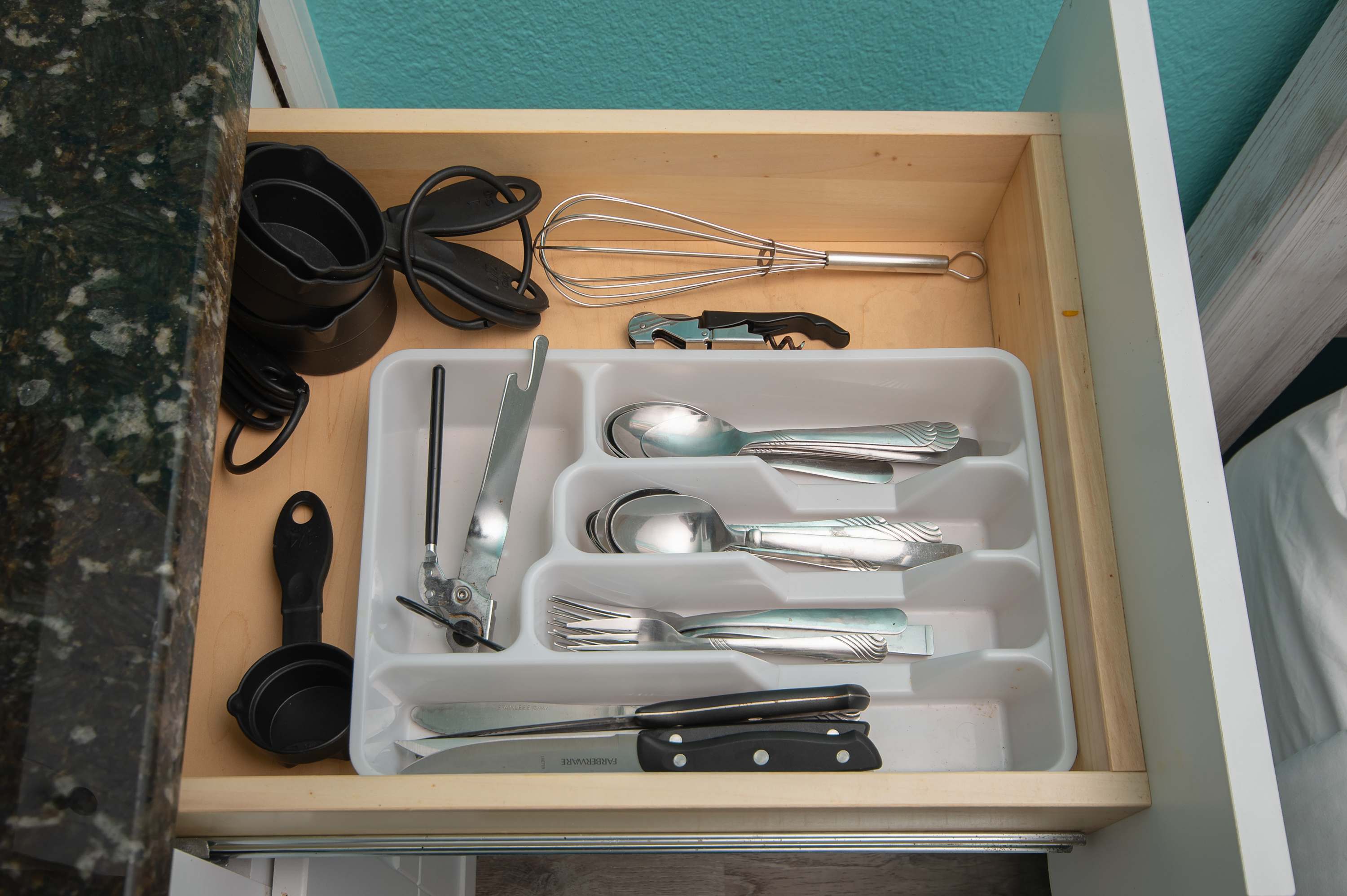 Enjoy the freedom to dine in with this well-stocked kitchen space.

